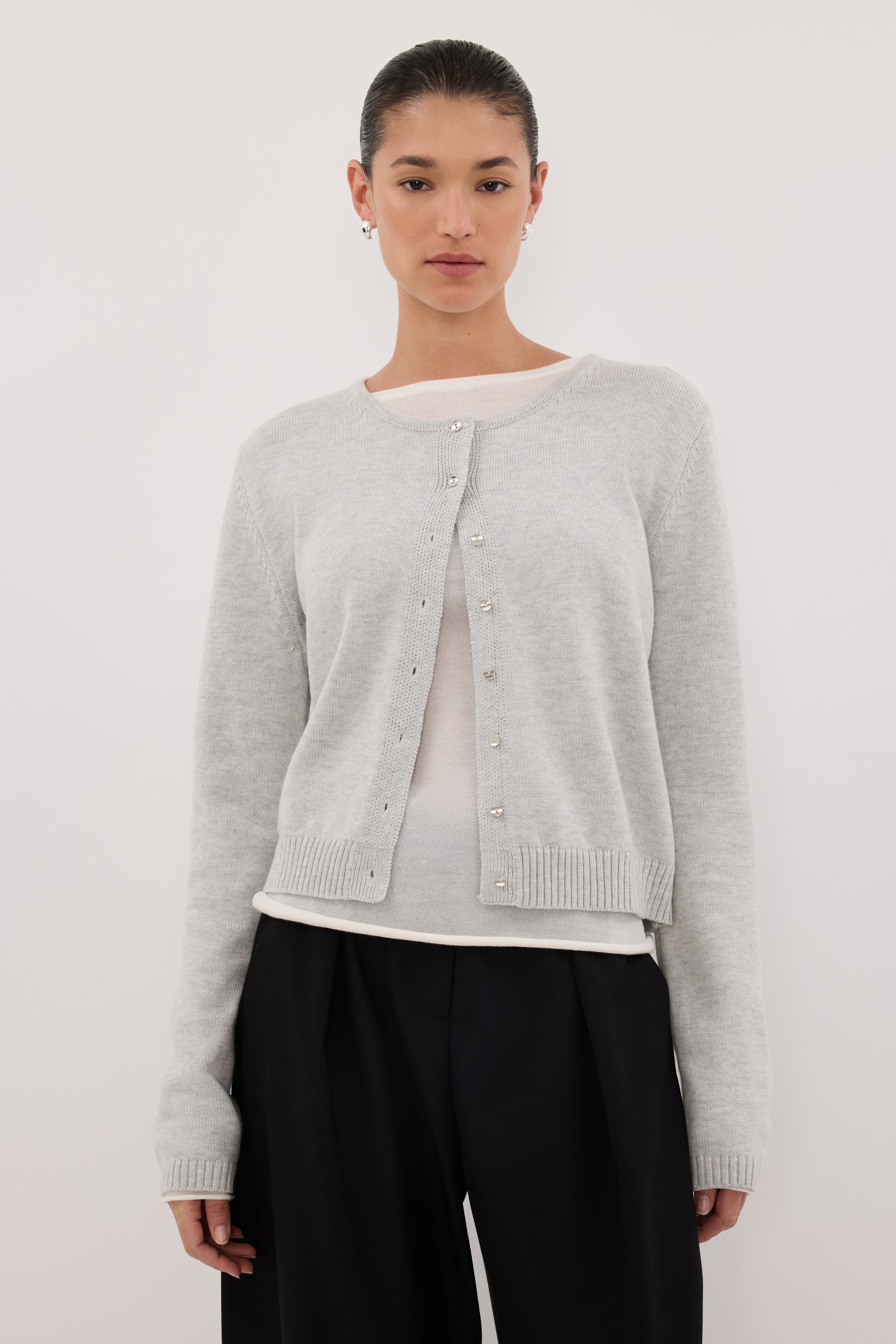 LISE SILVER LIGHT KNIT CARDIGAN