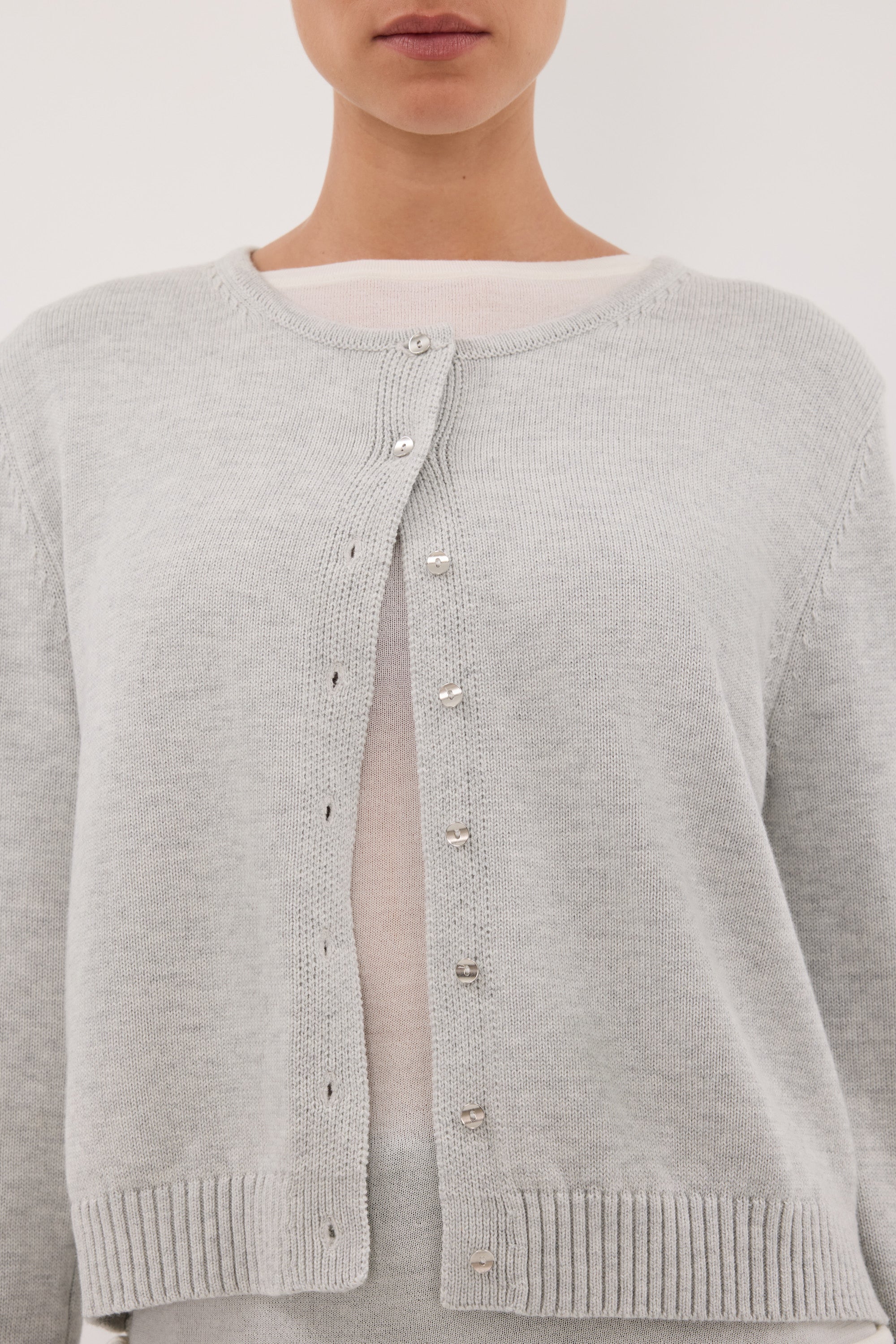 LISE SILVER LIGHT KNIT CARDIGAN