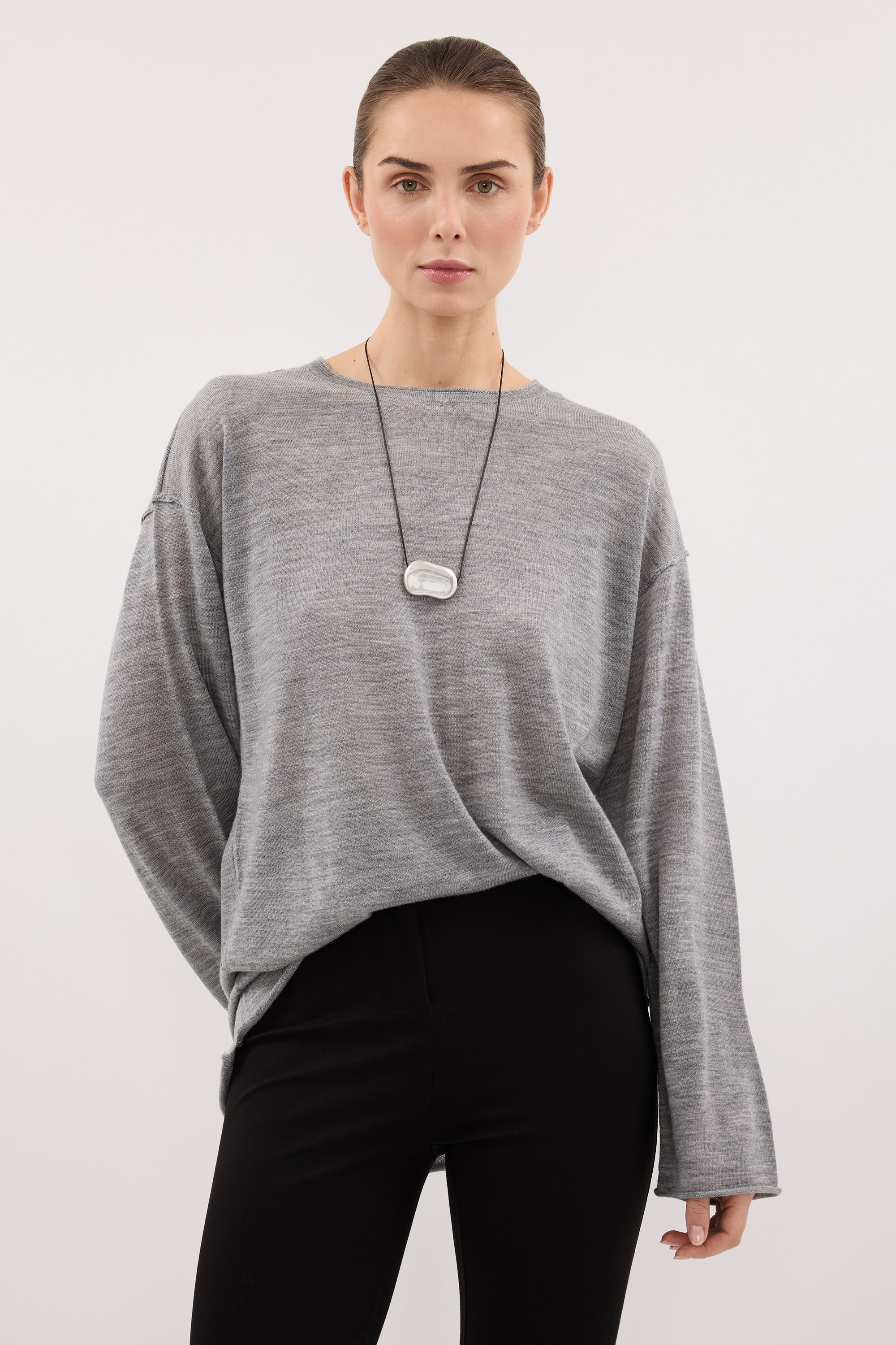 DUKE GREY MARLE MERINO JUMPER
