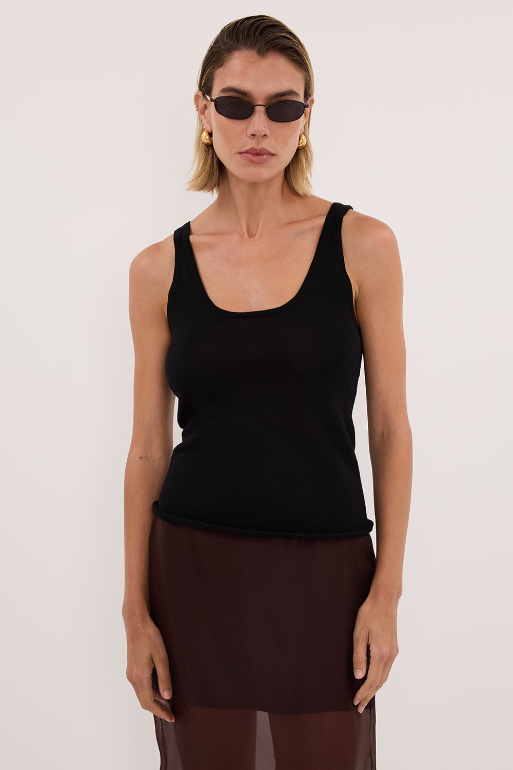 DUKE BLACK MERINO KNIT TANK
