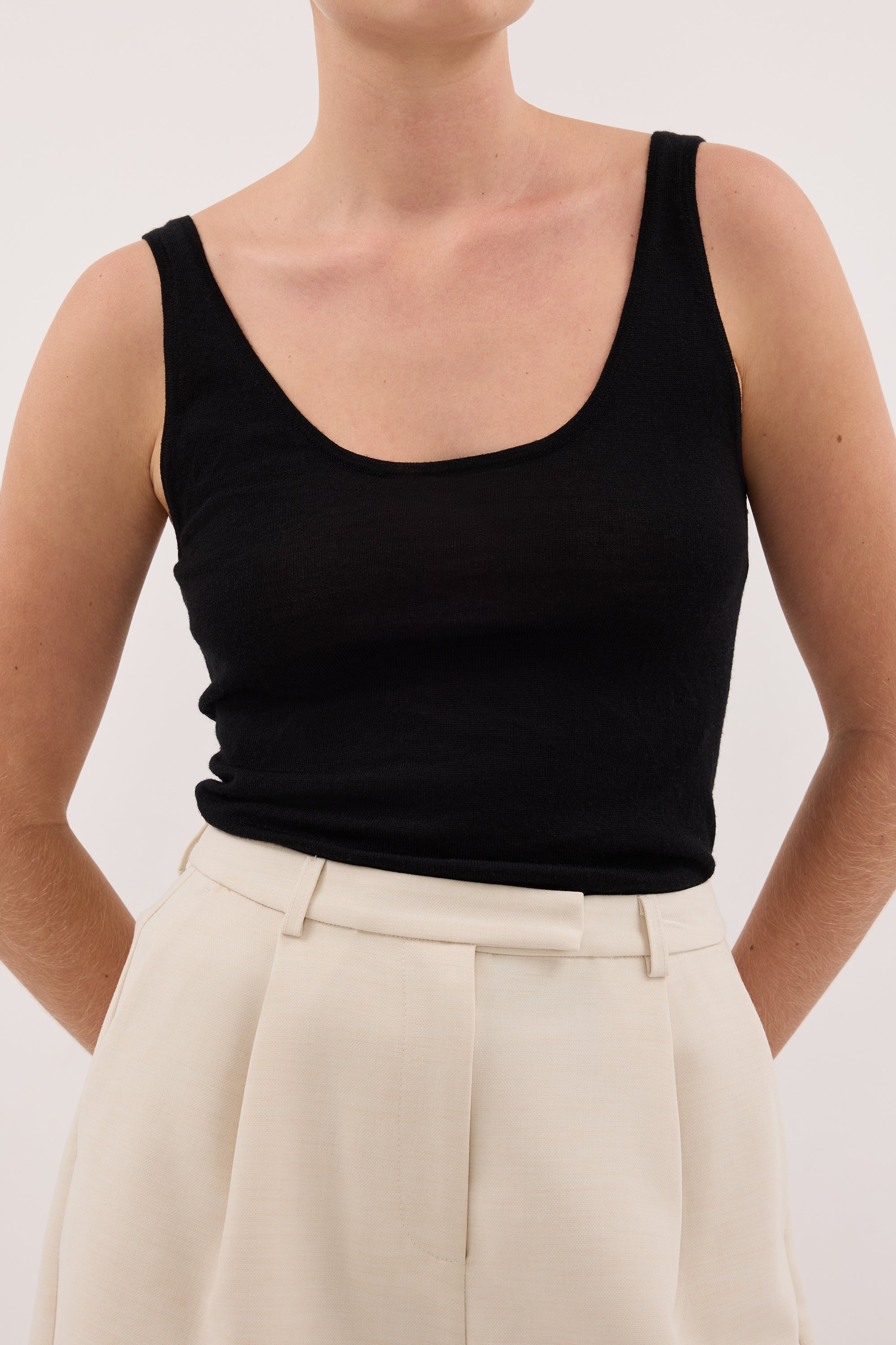 DUKE BLACK MERINO KNIT TANK