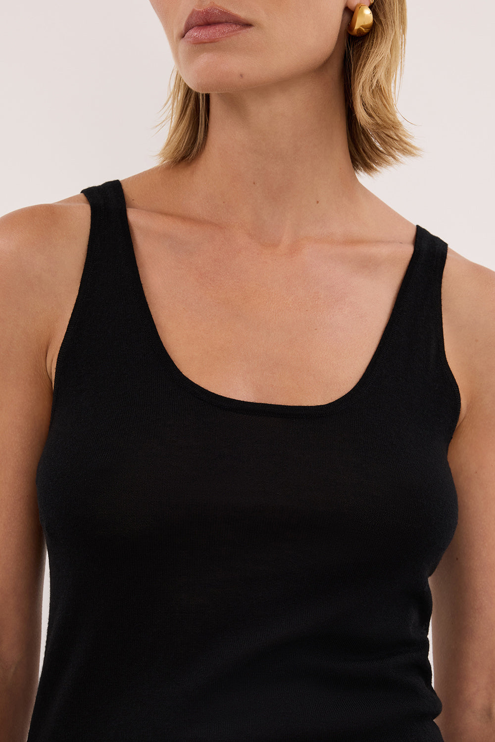 DUKE BLACK MERINO KNIT TANK