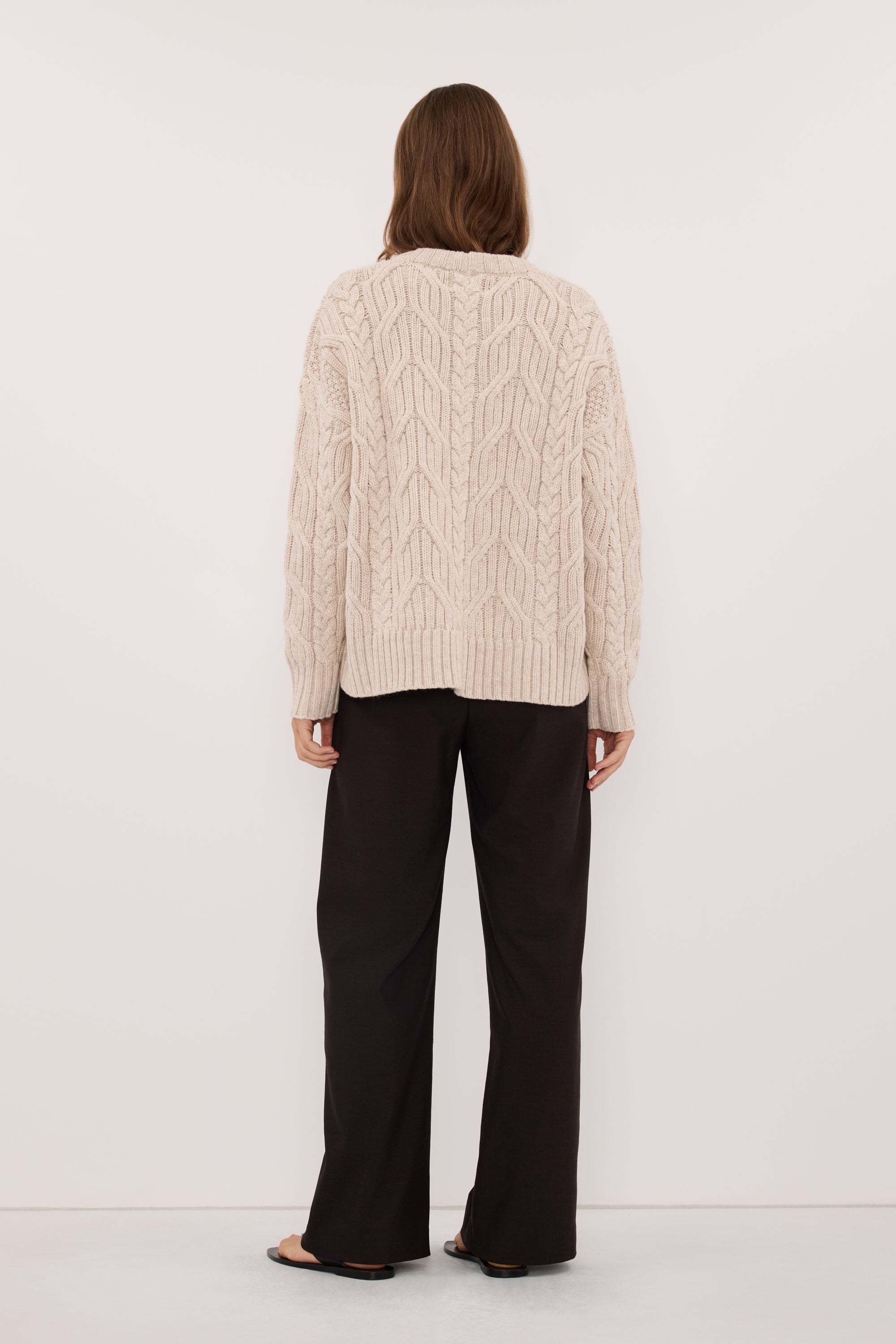 ROSE CHALK CABLE KNIT SWEATER