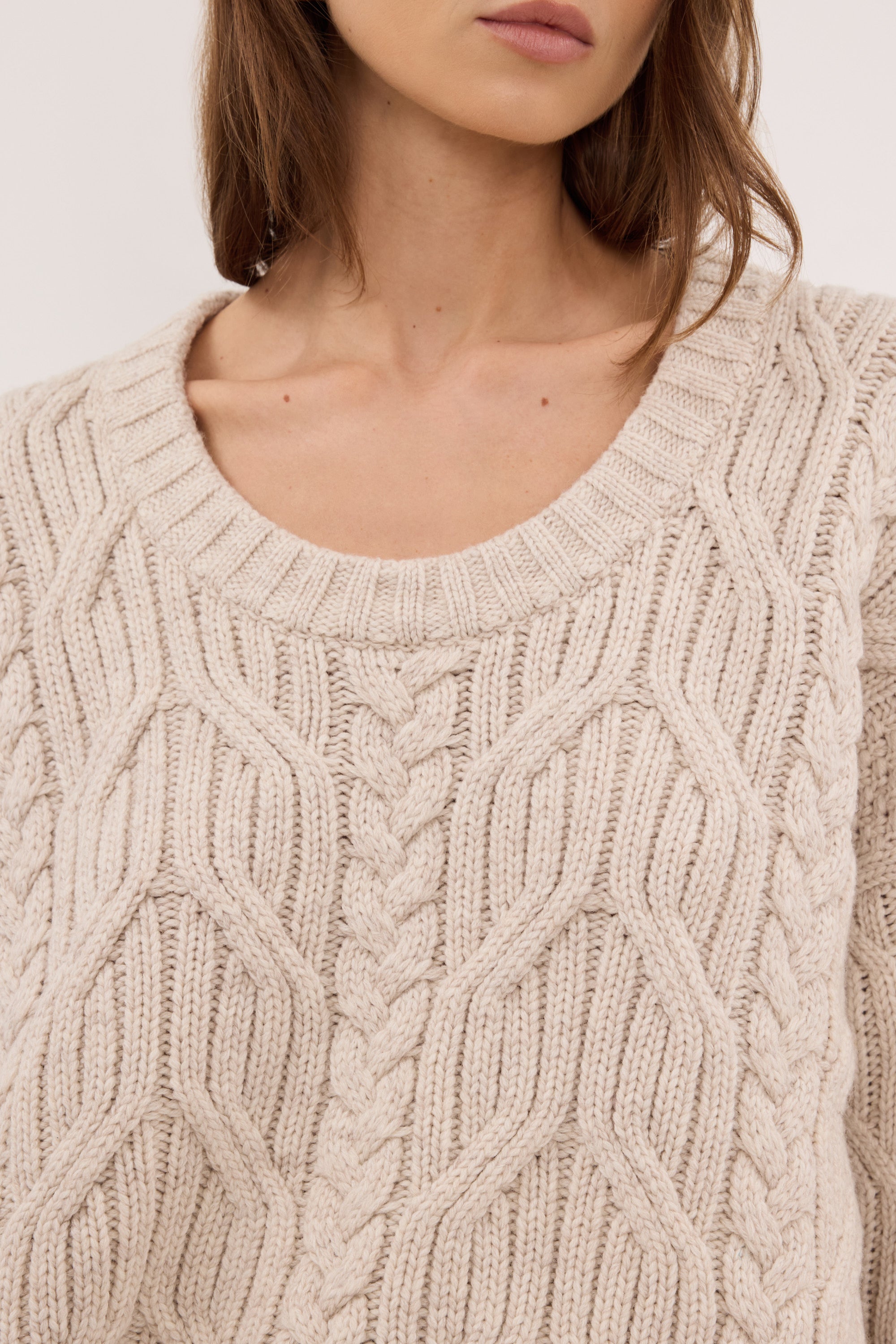 ニット+セーター Eaphi / CAPE DOCKING CABLE KNIT ROSE CHALK CABLE KNIT SWEATER – DISSH