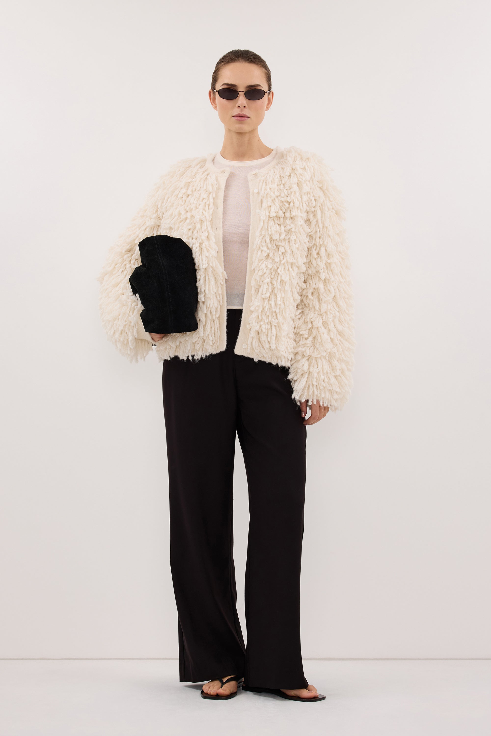 LANA CREAM LONGLINE KNIT CARDIGAN