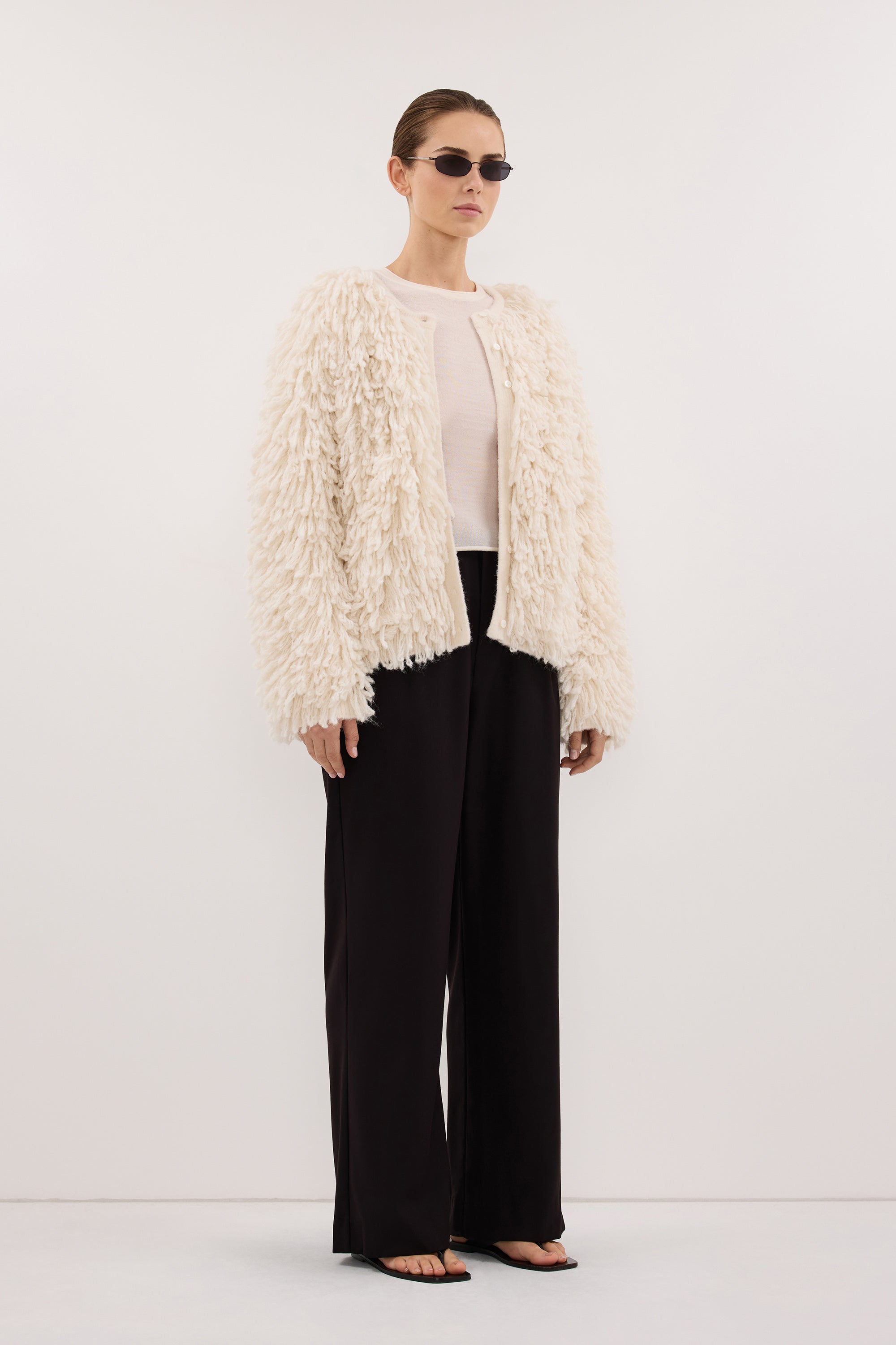 LANA CREAM LONGLINE KNIT CARDIGAN