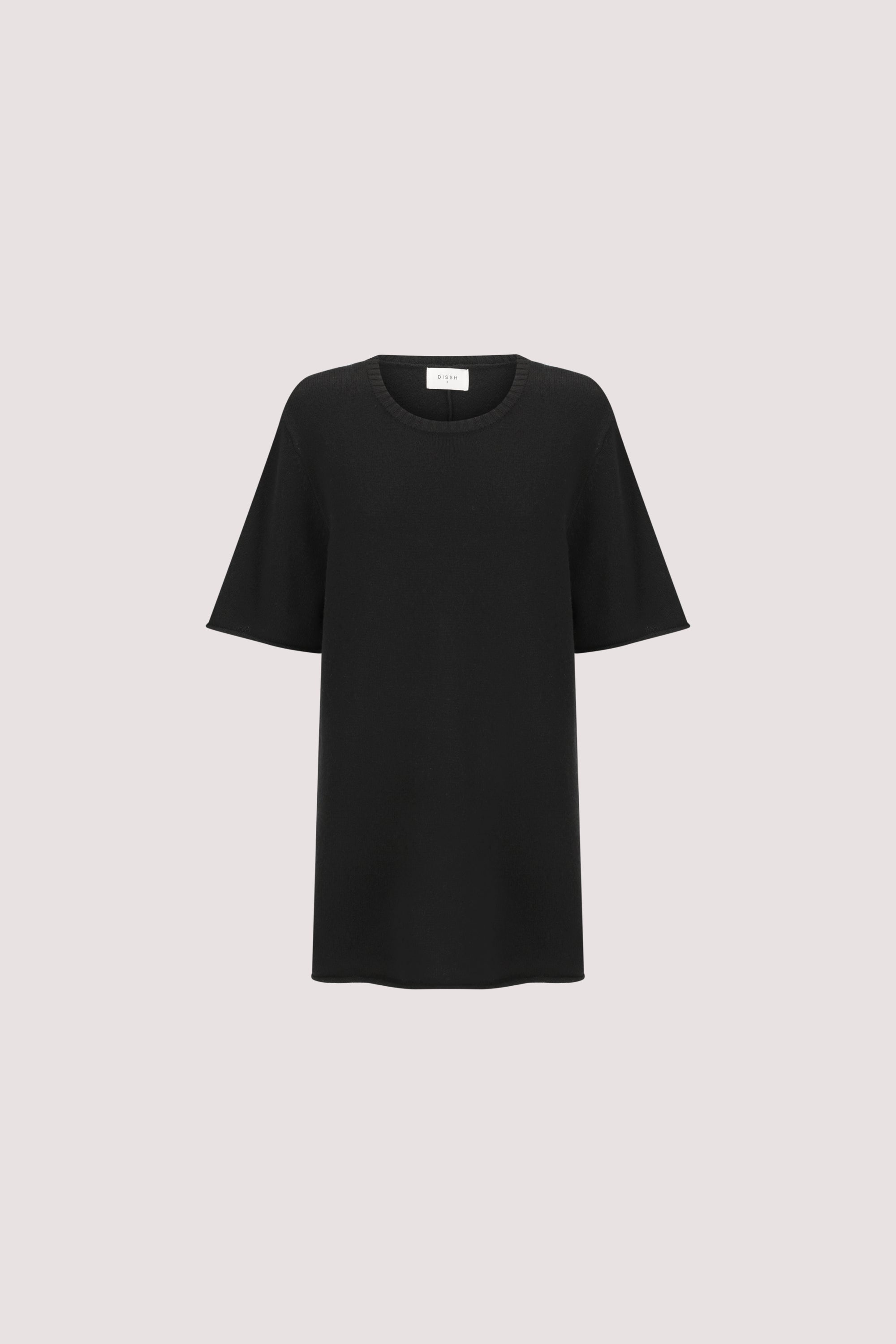 TESS BLACK LONGLINE KNIT TEE