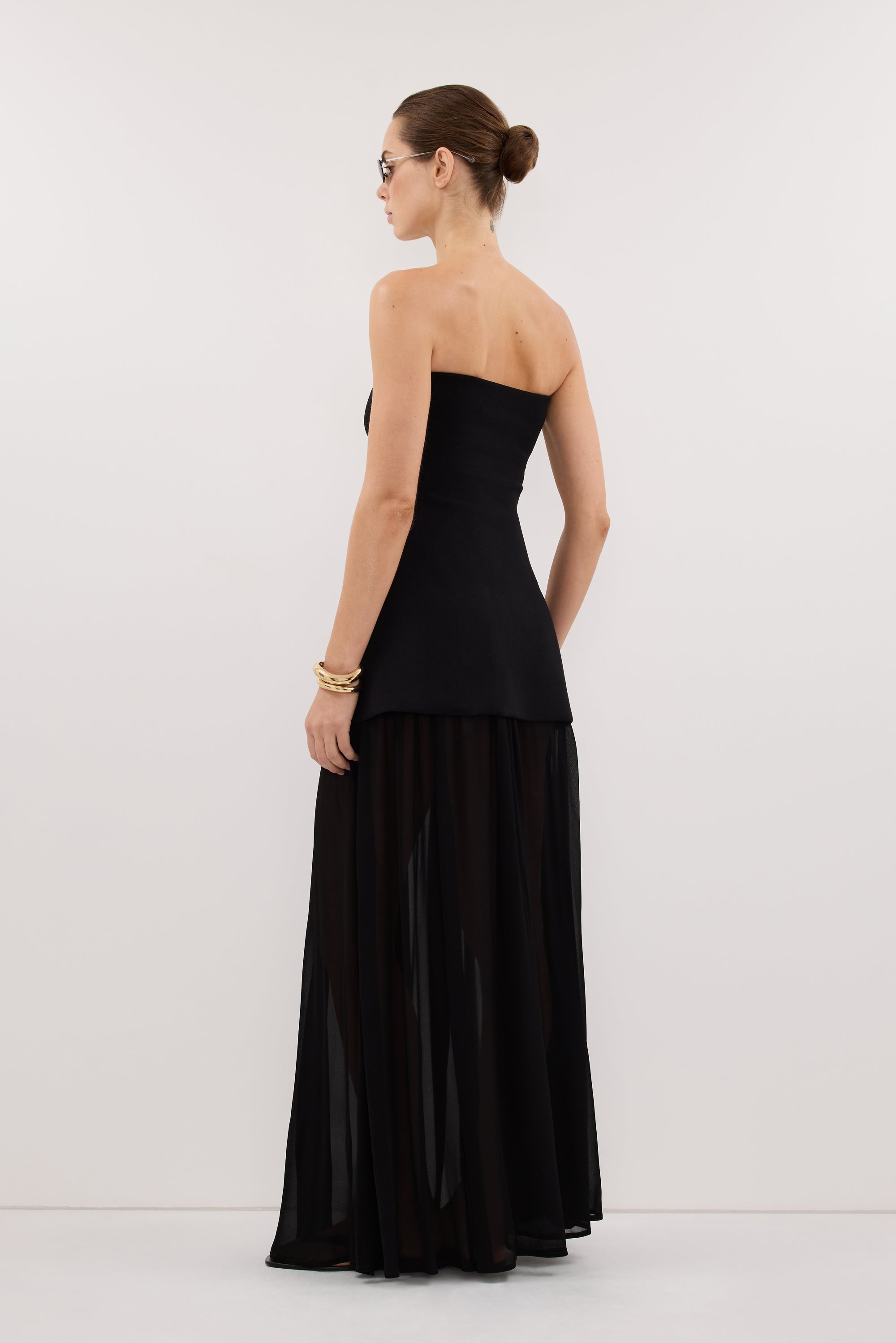 COCO BLACK LONGLINE BANDEAU KNIT TOP