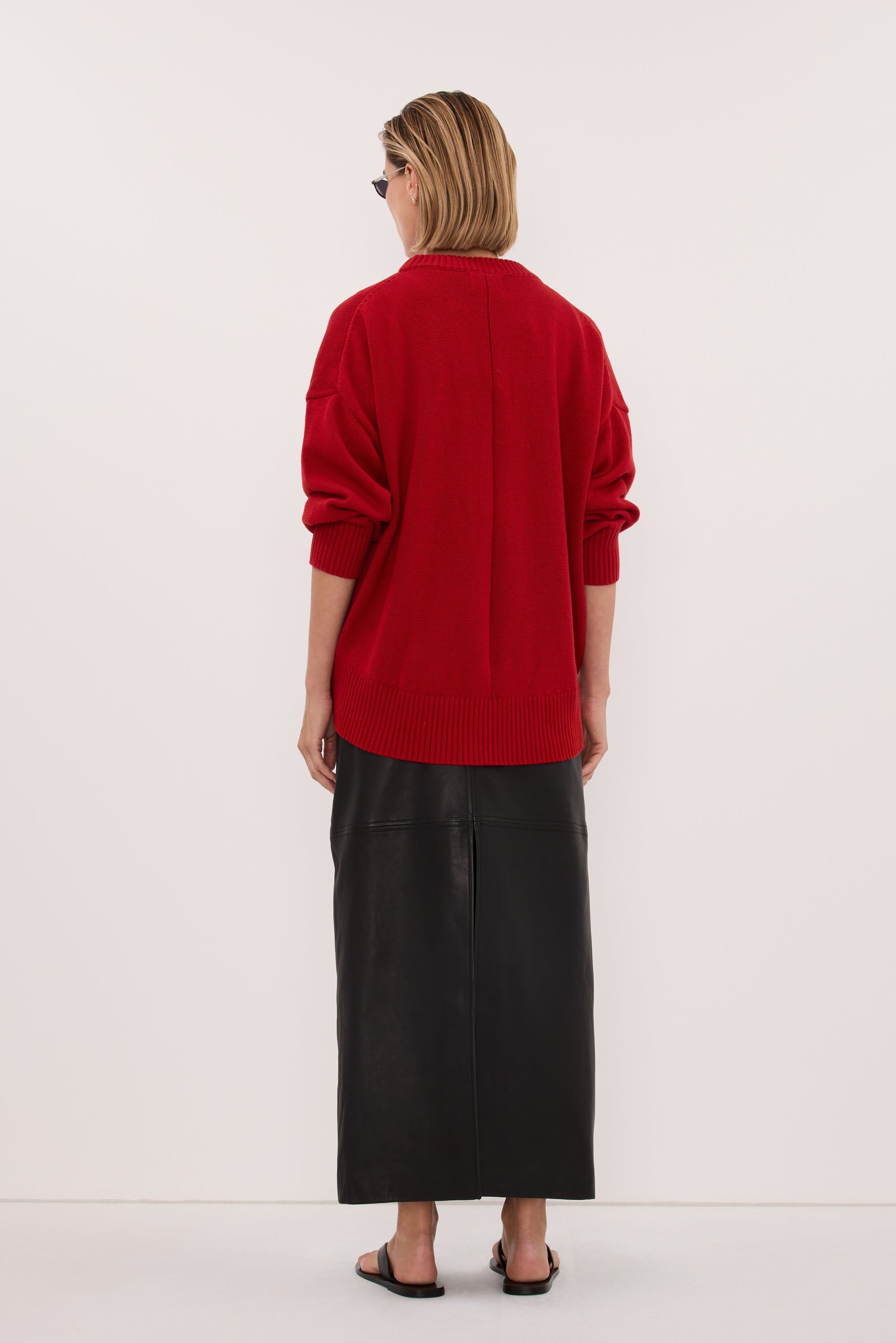 MILA BURNT RED CREW NECK KNIT JUMPER