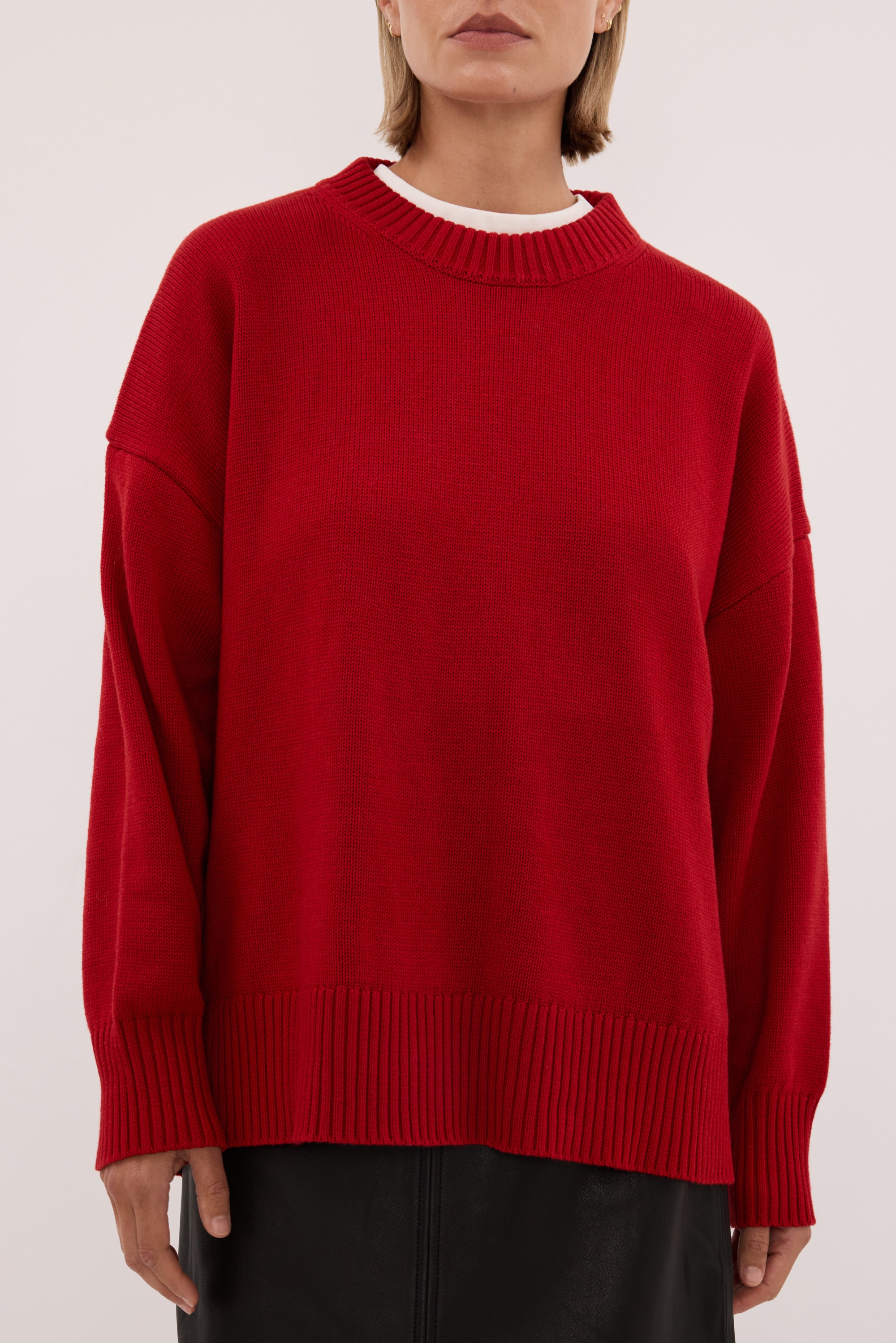 MILA BURNT RED CREW NECK KNIT JUMPER