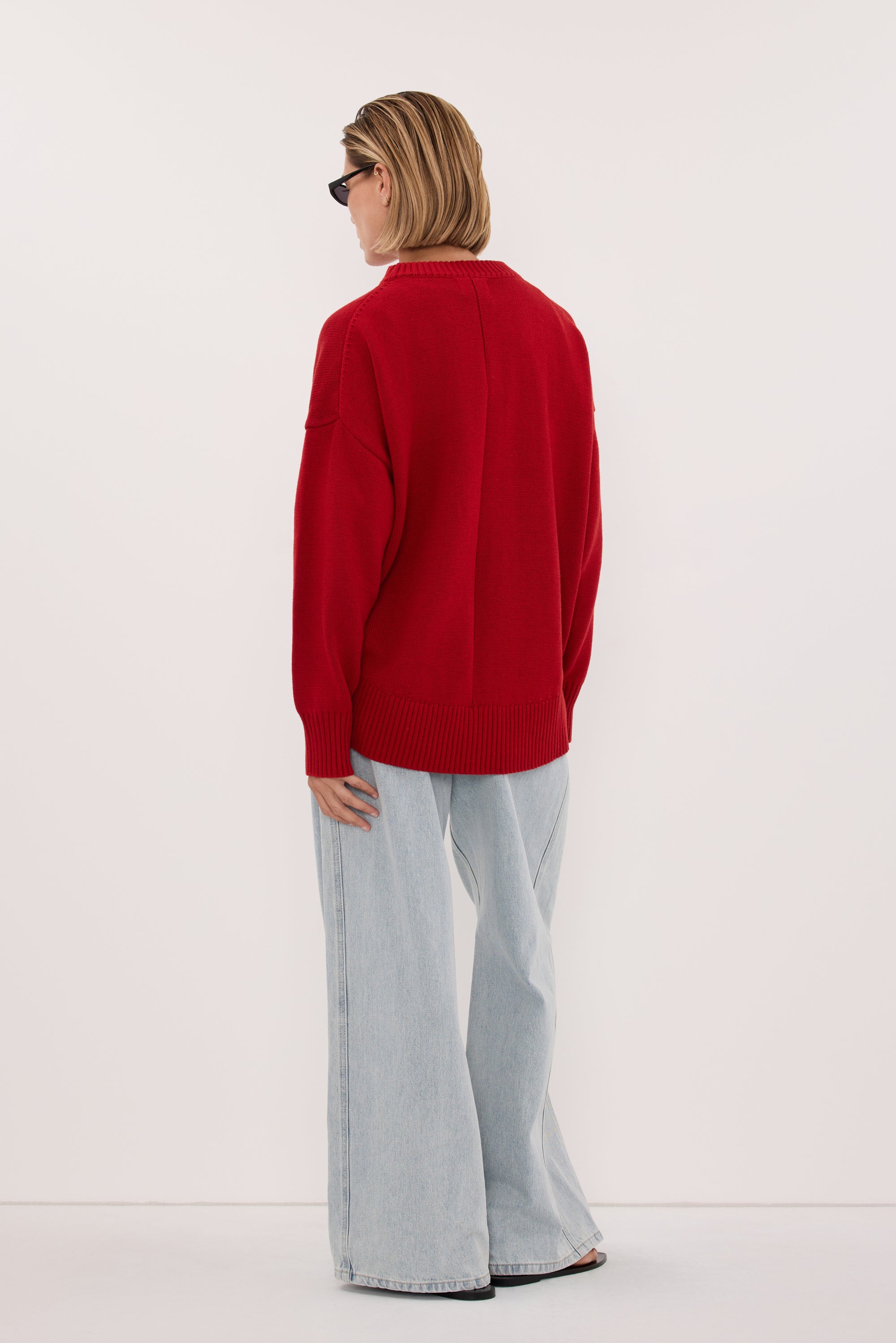 MILA BURNT RED CREW NECK KNIT JUMPER