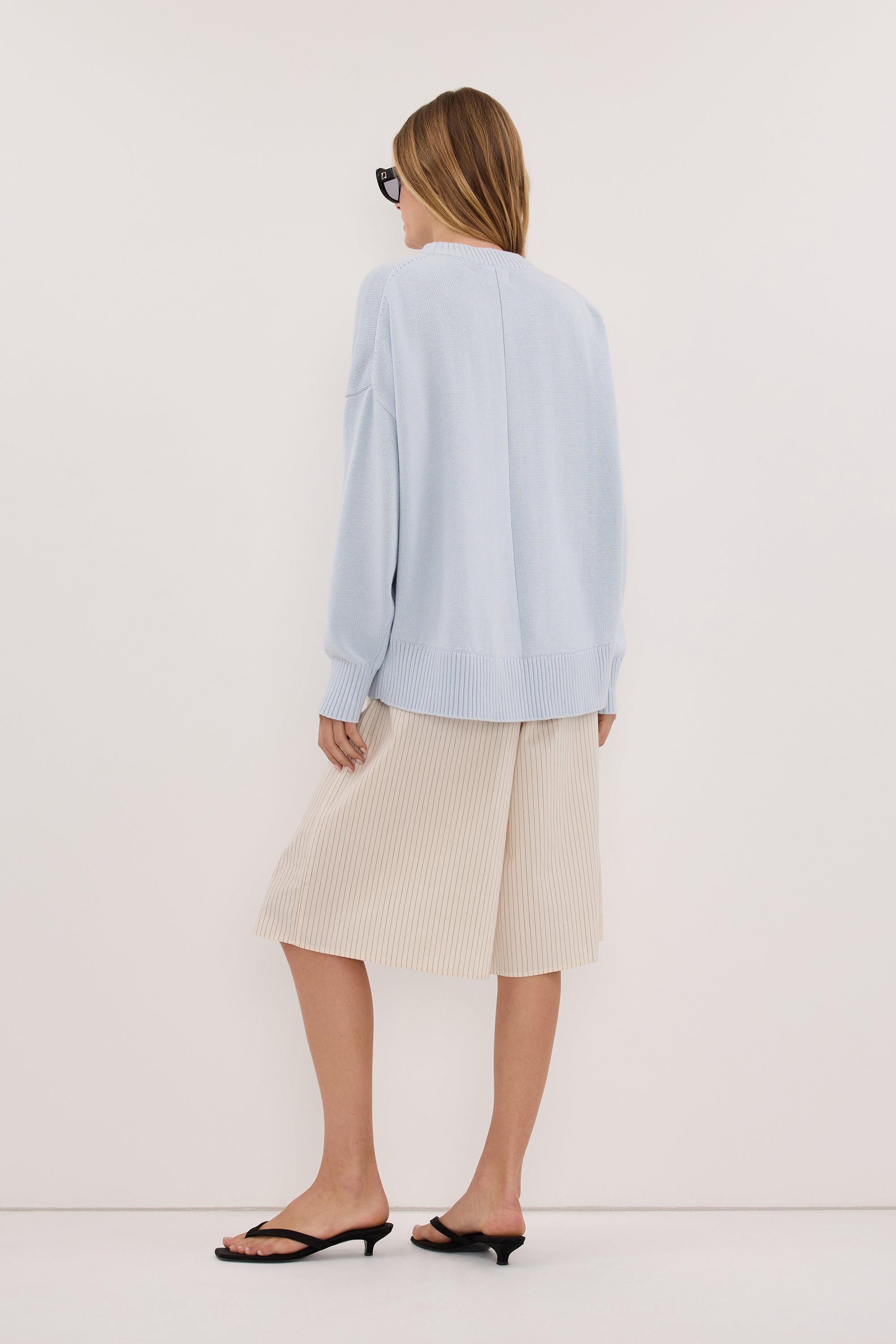 MILA DUSTY BLUE CREW NECK KNIT JUMPER