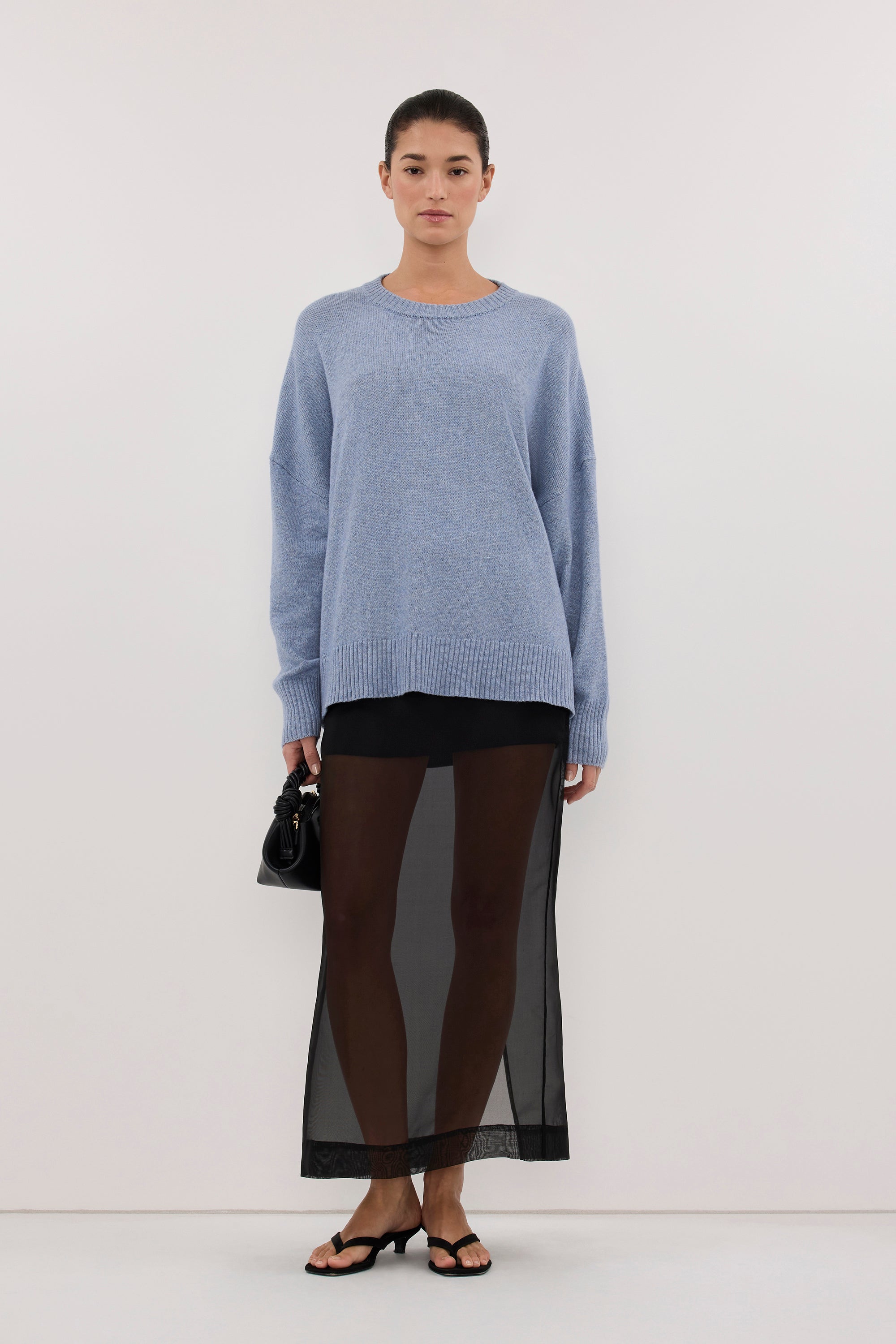 BELLA SKY BLUE CREW NECK KNIT JUMPER