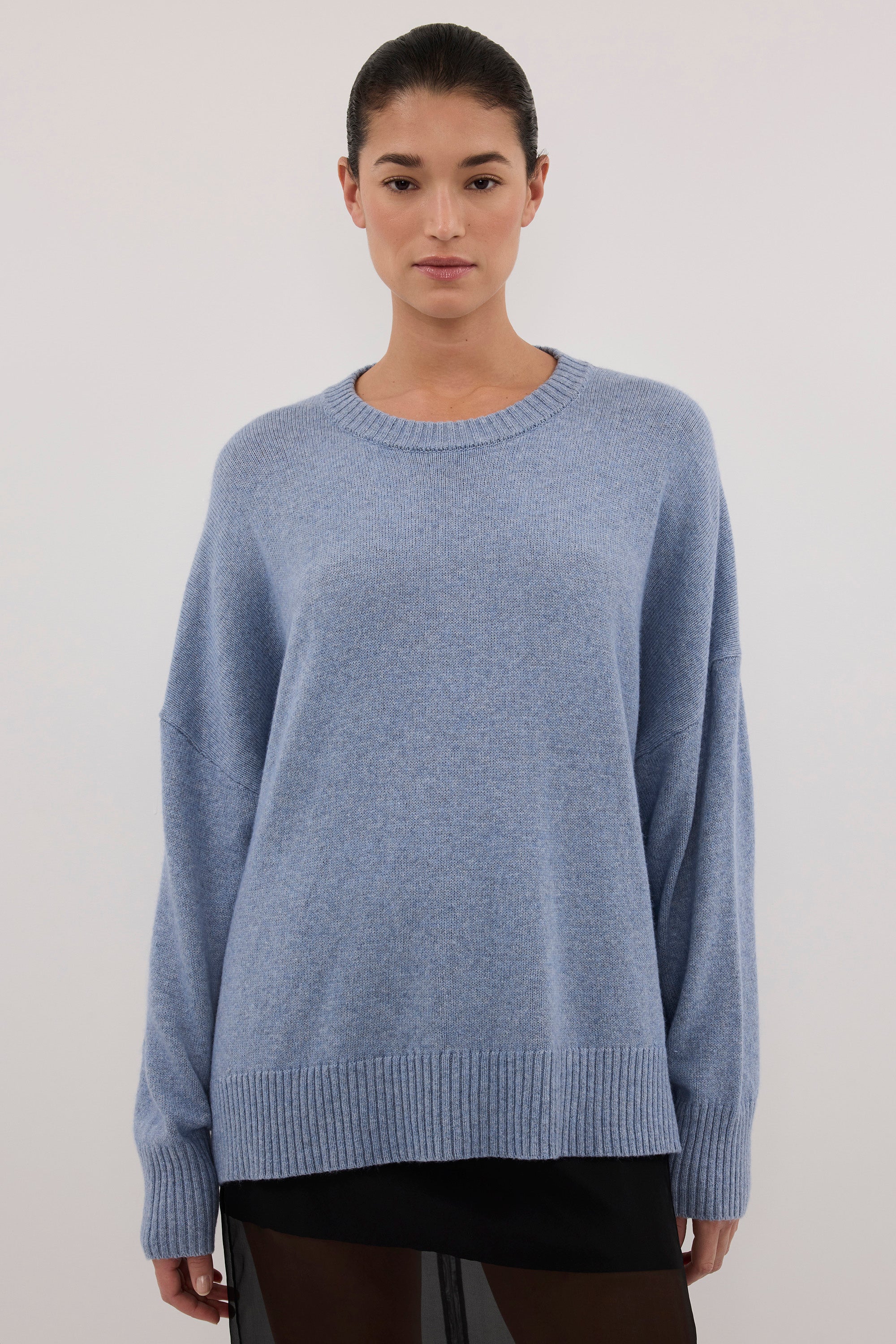 BELLA SKY BLUE CREW NECK KNIT JUMPER