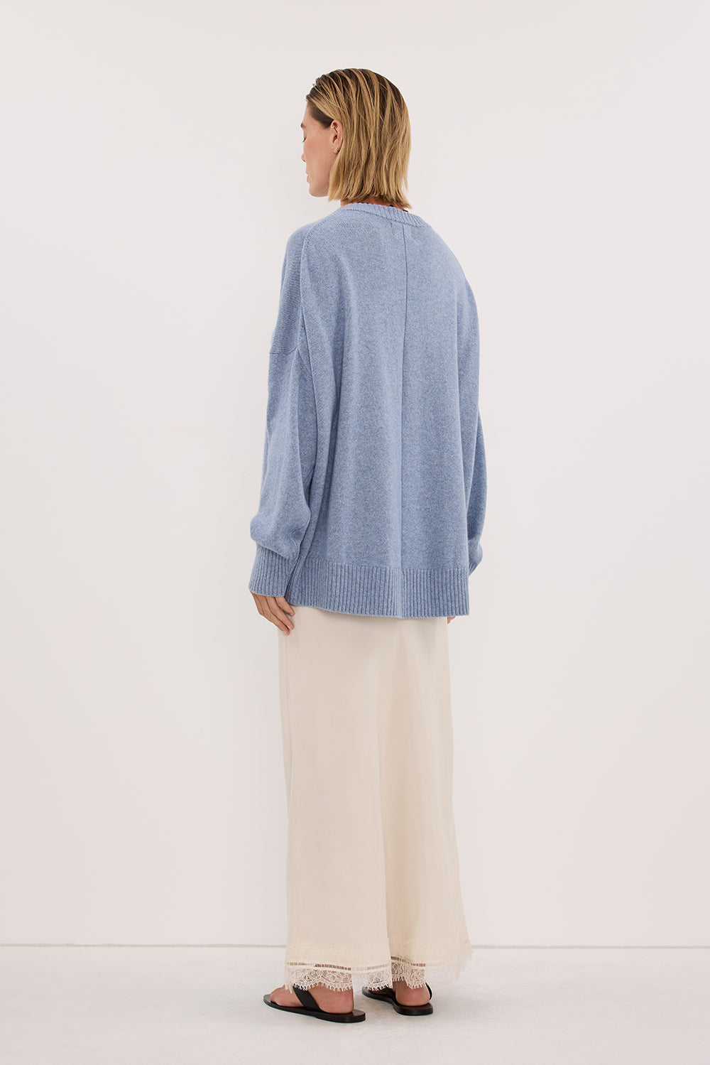 BELLA SKY BLUE CREW NECK KNIT JUMPER