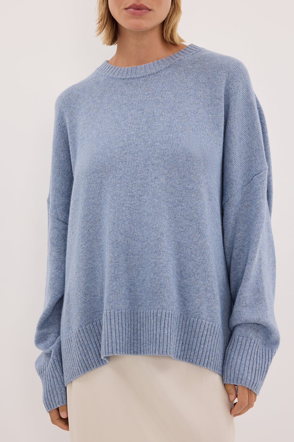 BELLA SKY BLUE CREW NECK KNIT JUMPER