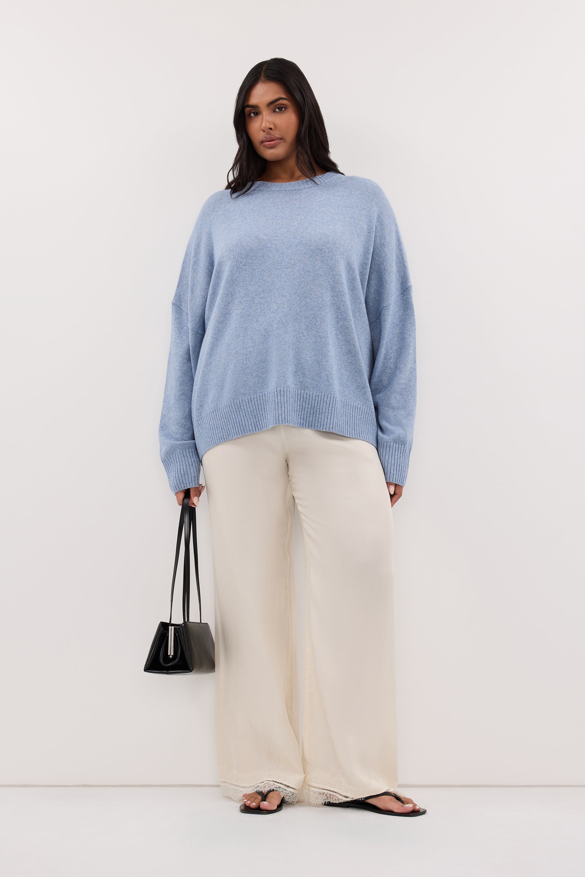 BELLA SKY BLUE CREW NECK KNIT JUMPER
