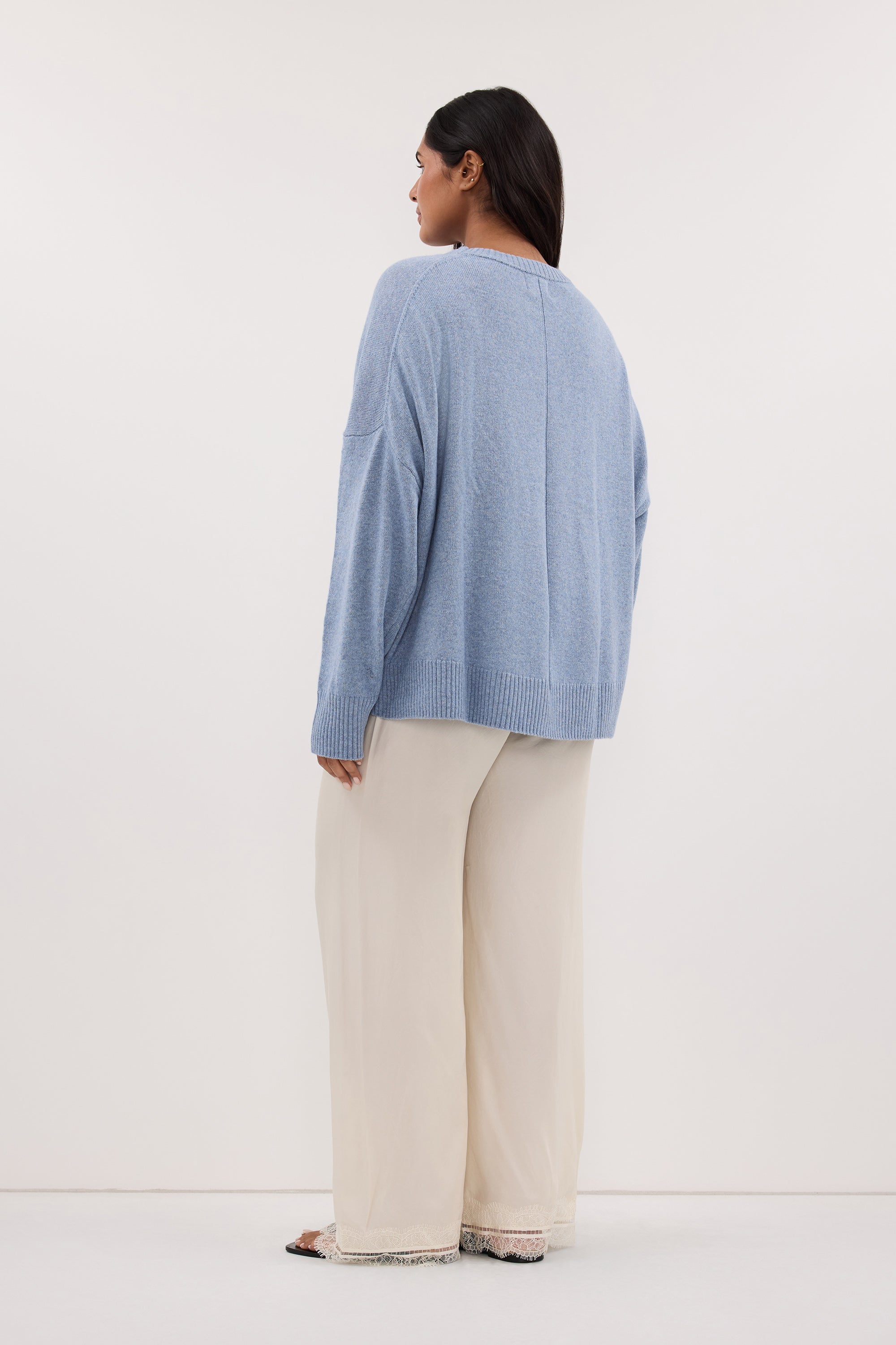 BELLA SKY BLUE CREW NECK KNIT JUMPER