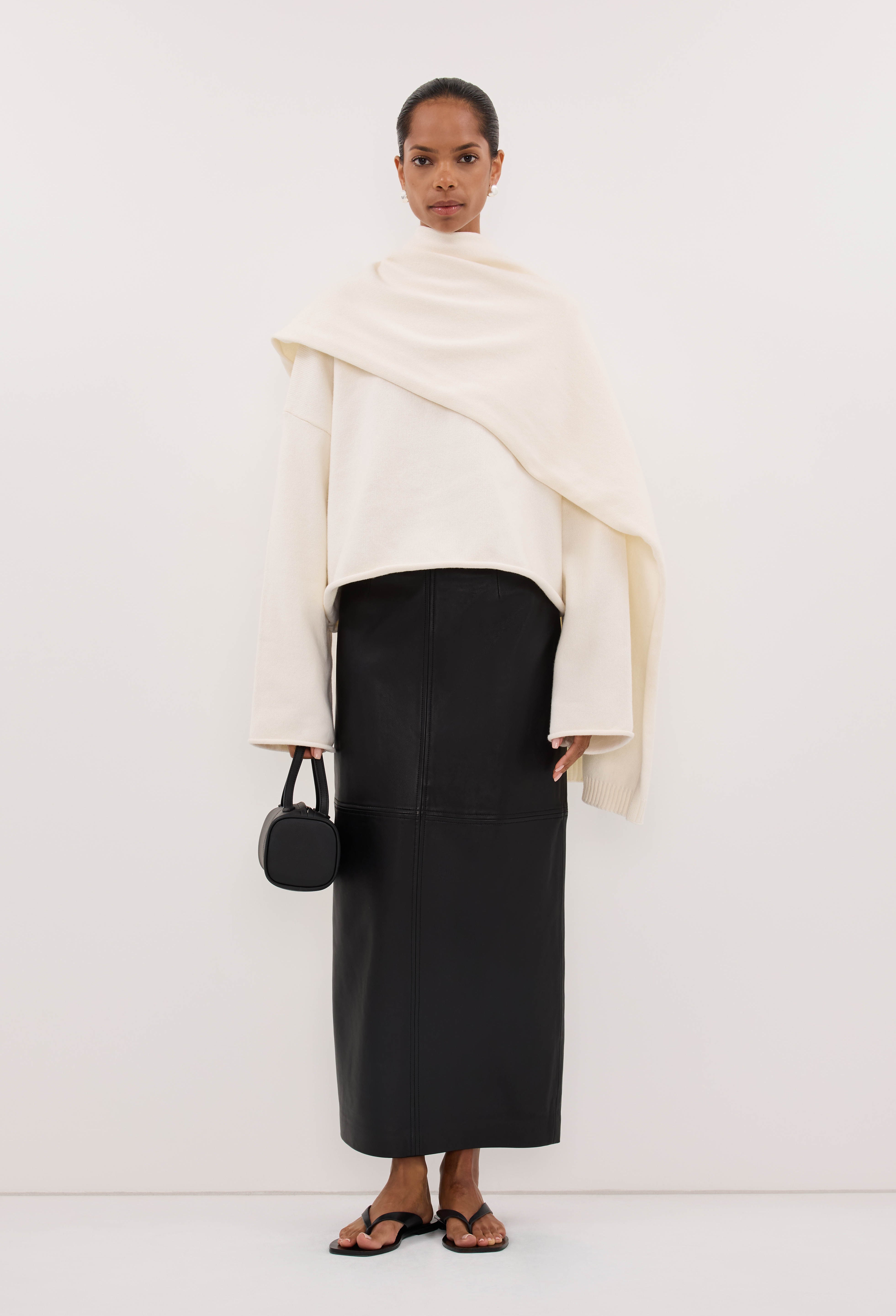 ANDIE IVORY SCARF KNIT JUMPER