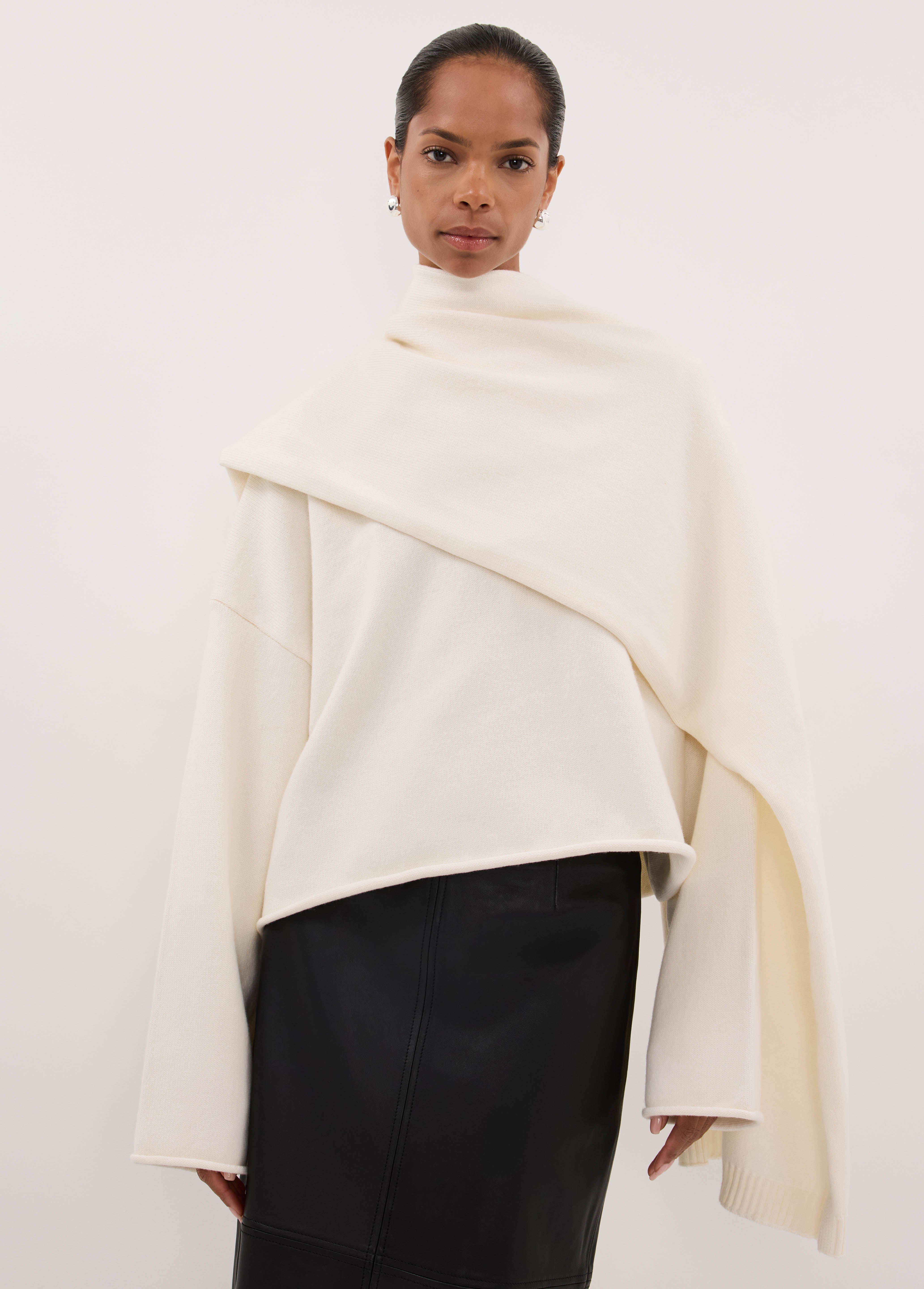 ANDIE IVORY SCARF KNIT JUMPER