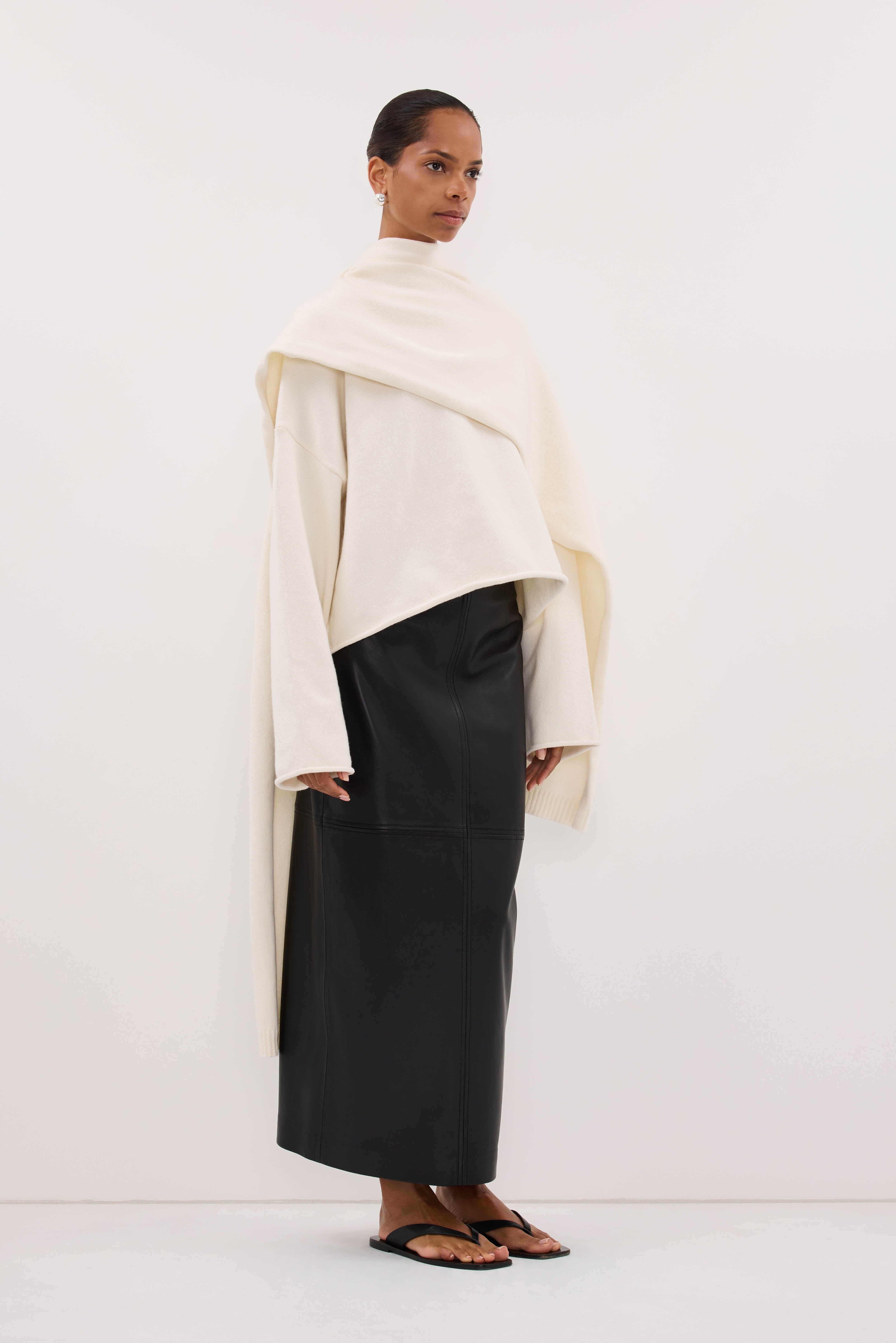ANDIE IVORY SCARF KNIT JUMPER – DISSH