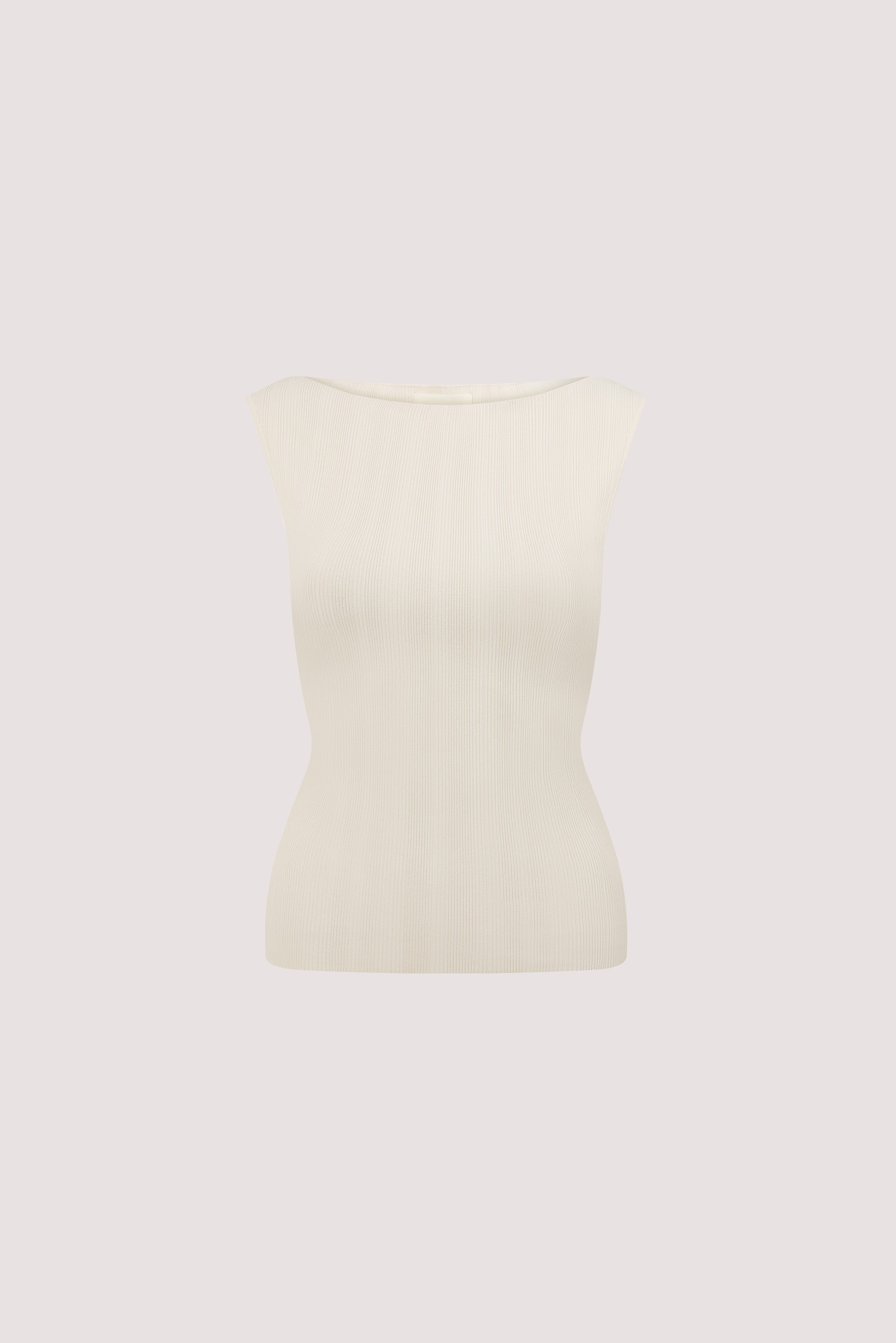 DOVE MILK SLEEVELESS RIBBED KNIT TANK
