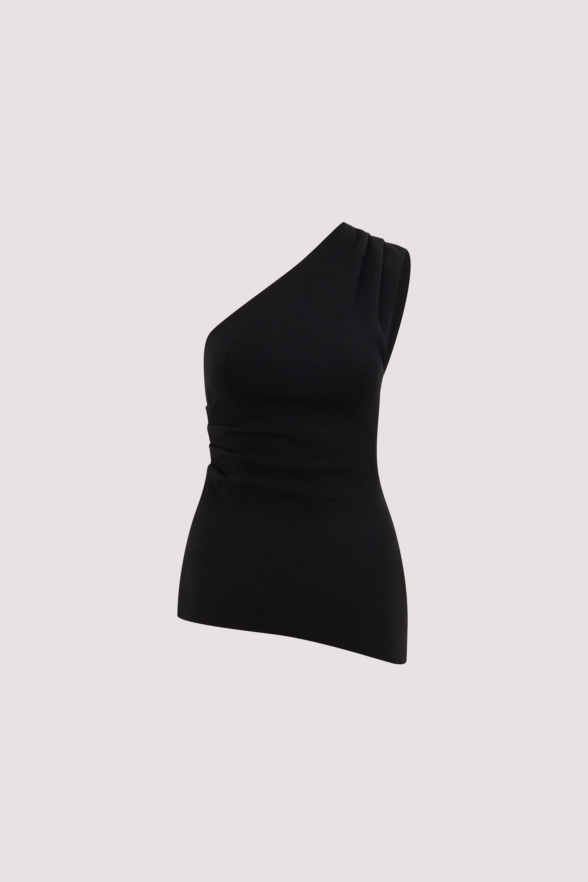 BRYNN BLACK ONE SHOULDER KNIT TOP
