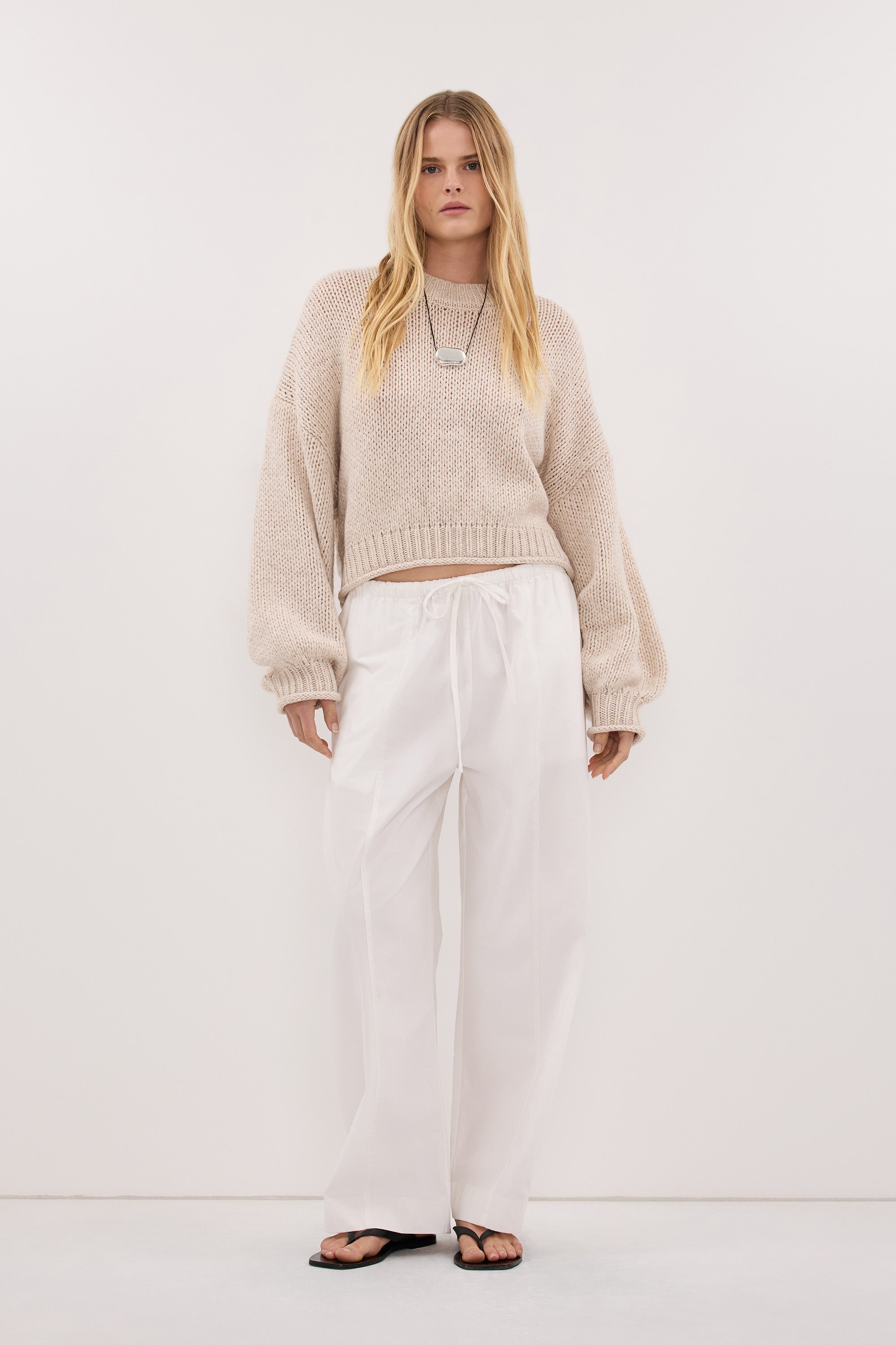 ROSA CHALK CROPPED KNIT JUMPER