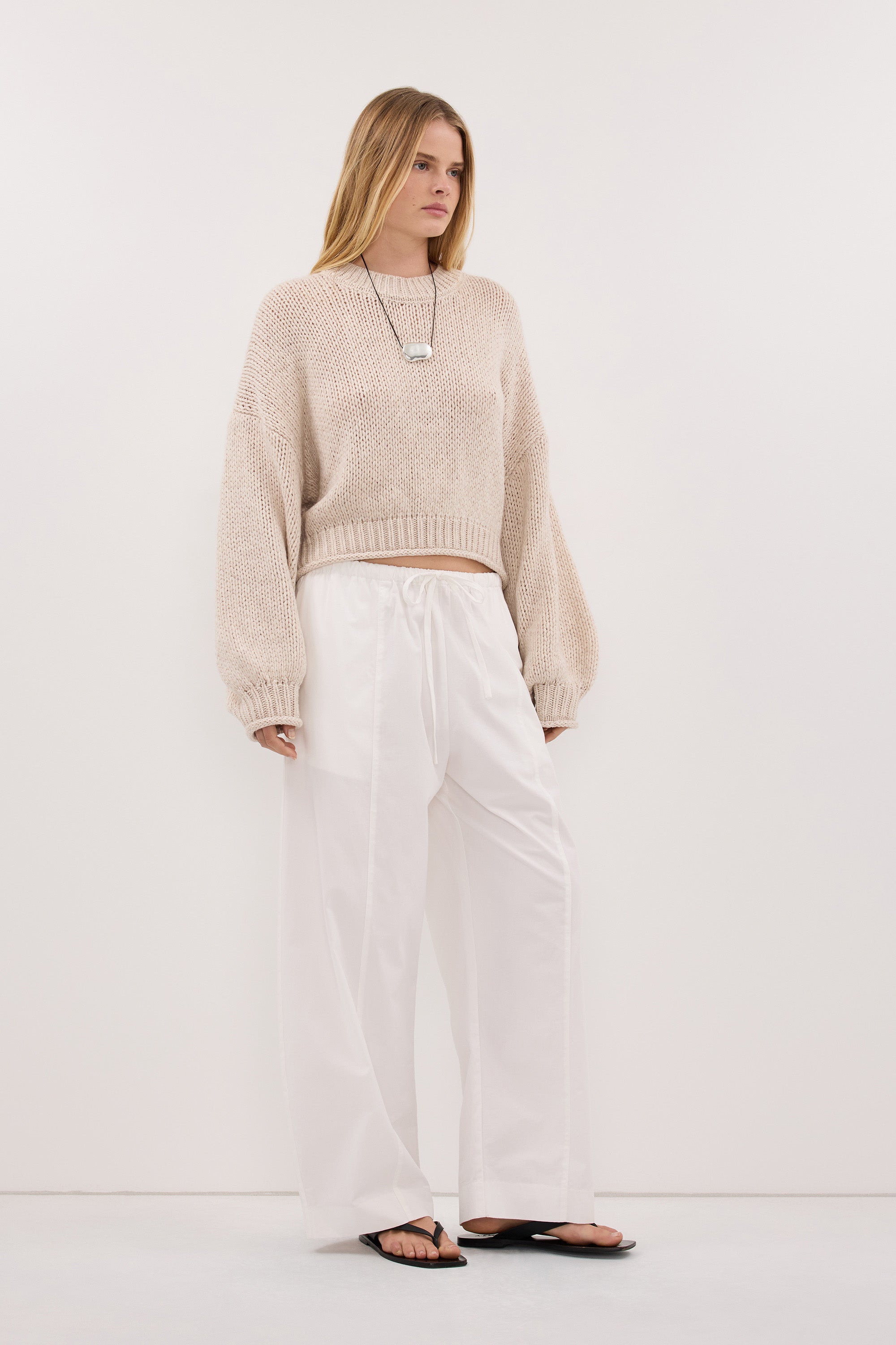 ROSA CHALK CROPPED KNIT JUMPER