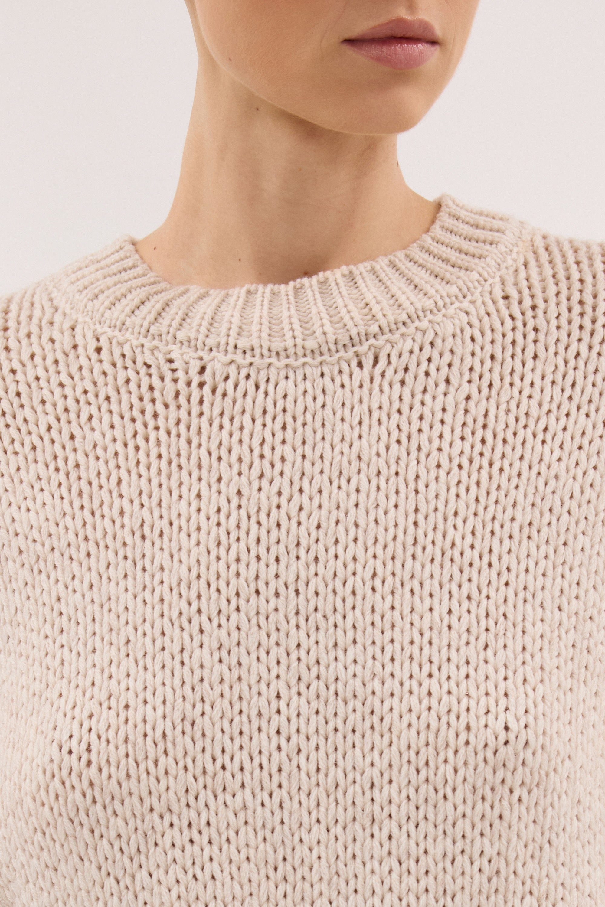 ROSA CHALK CROPPED KNIT JUMPER