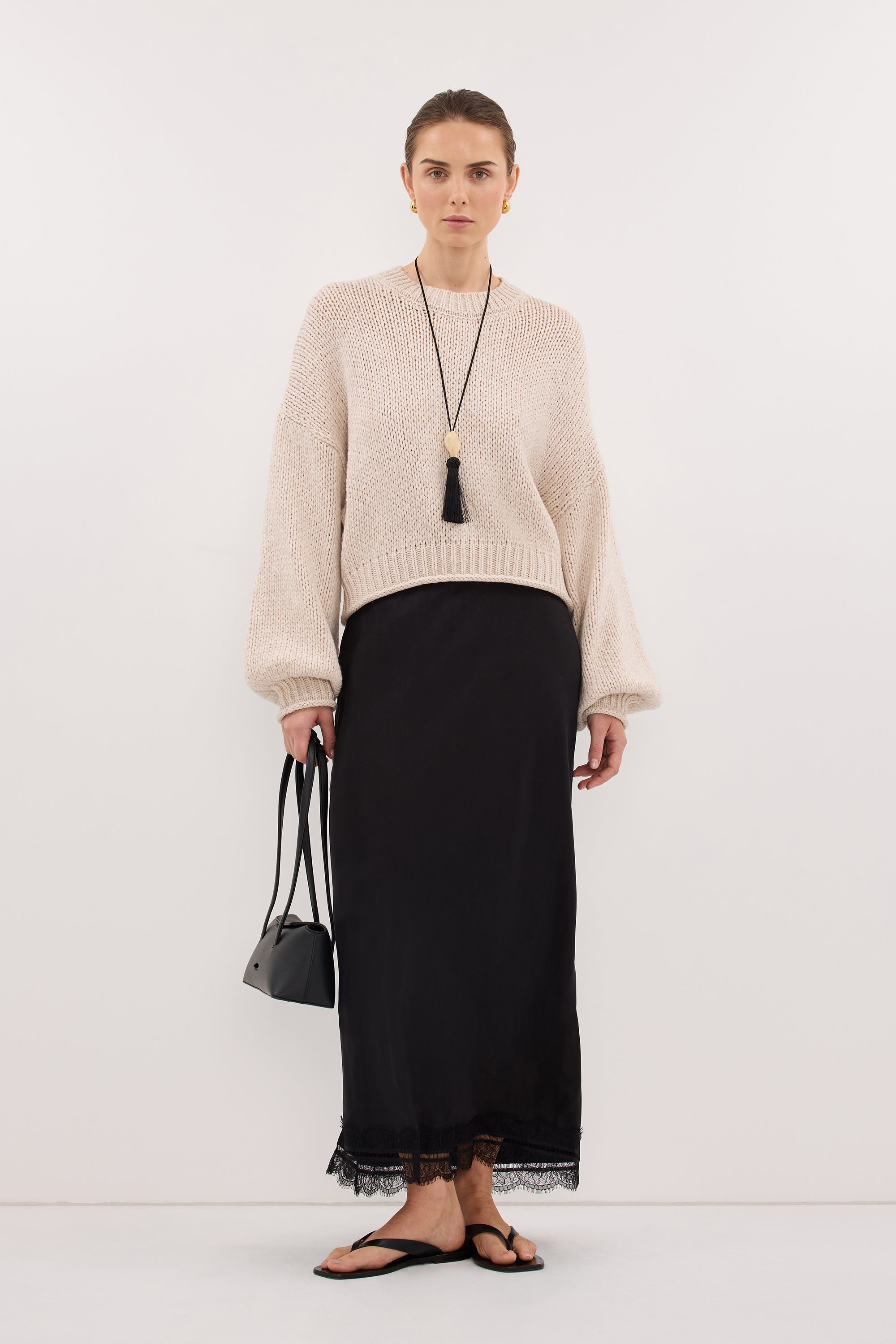 ROSA CHALK CROPPED KNIT JUMPER