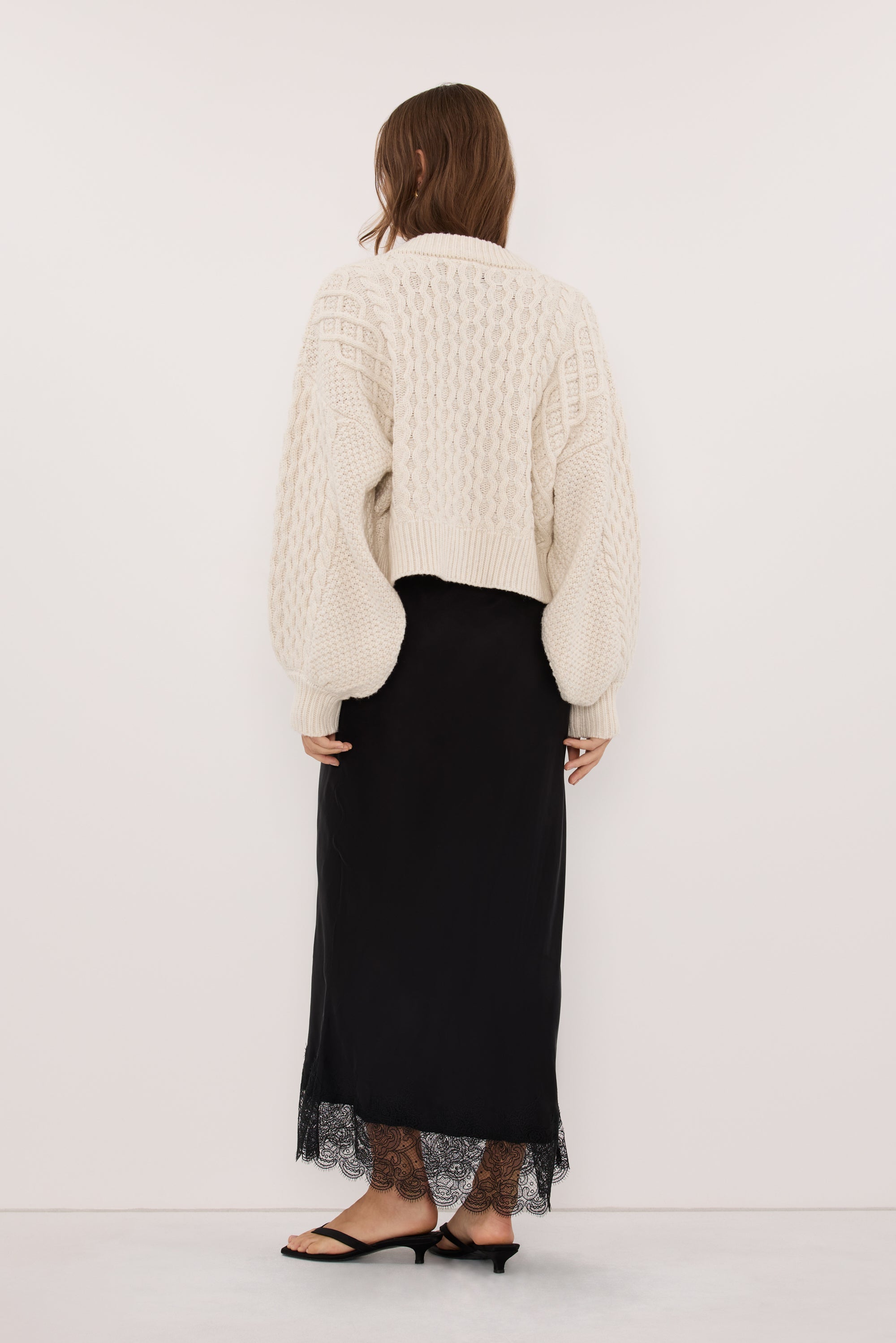 CARMEN IVORY CABLE KNIT CARDIGAN