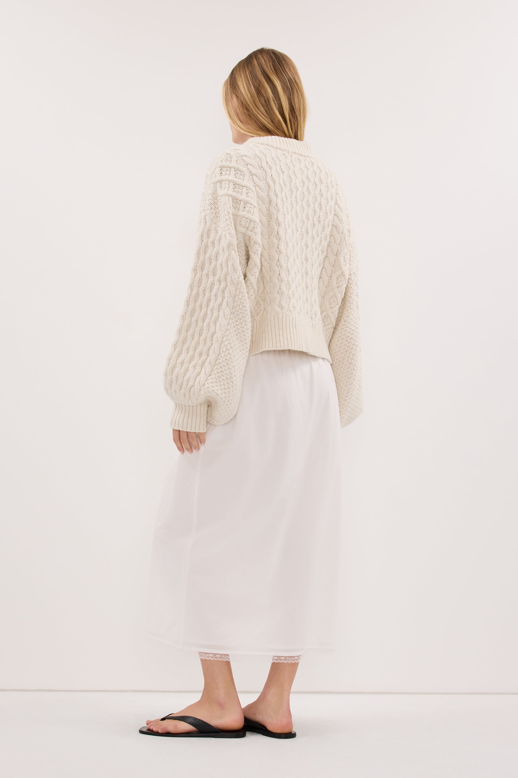 CARMEN IVORY CABLE KNIT CARDIGAN
