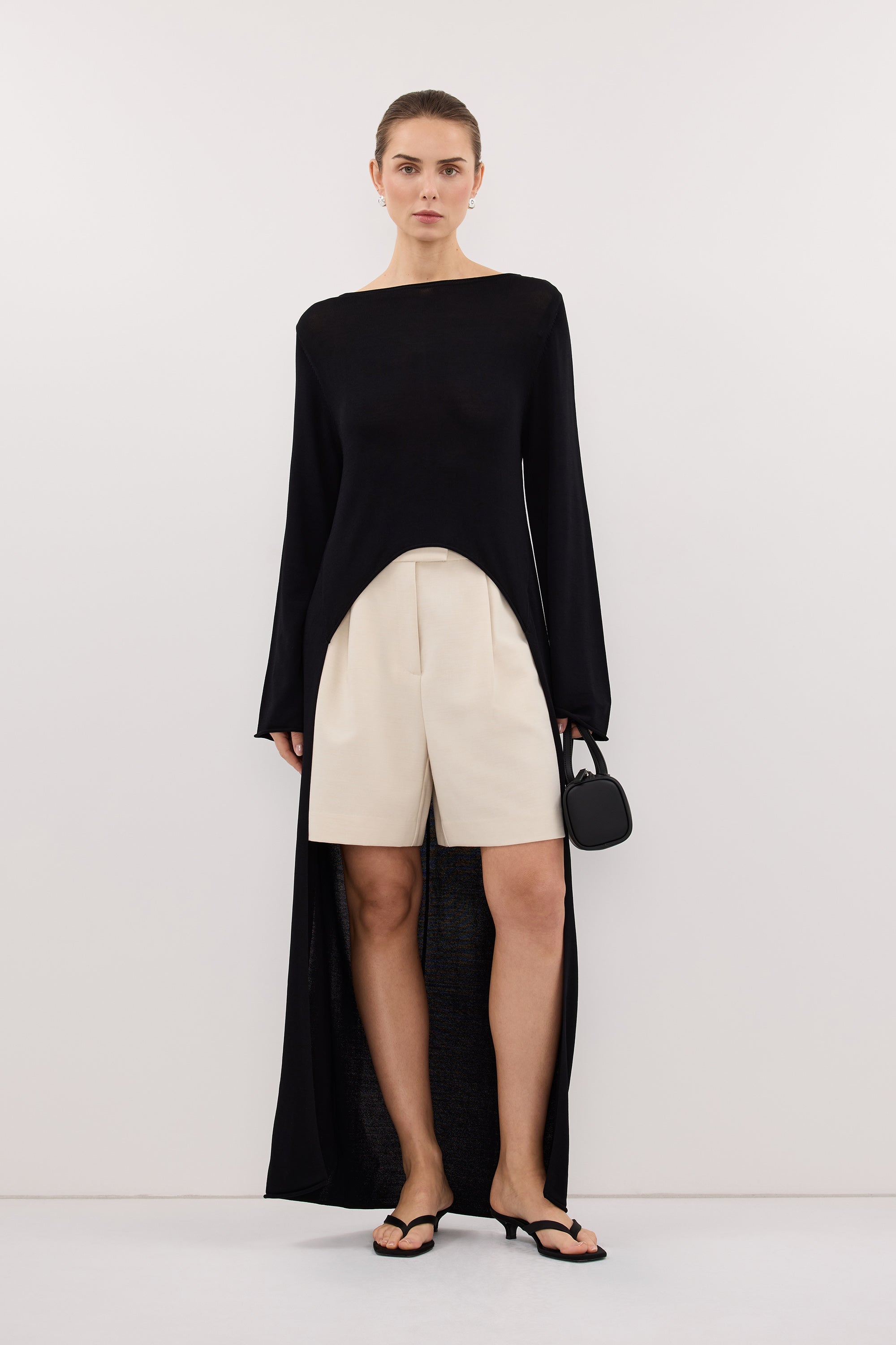DAPHNE BLACK KNIT CAPE TOP
