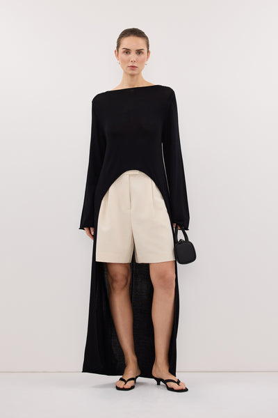 トップス ENOF / desert cape black DAPHNE BLACK KNIT CAPE TOP – DISSH
