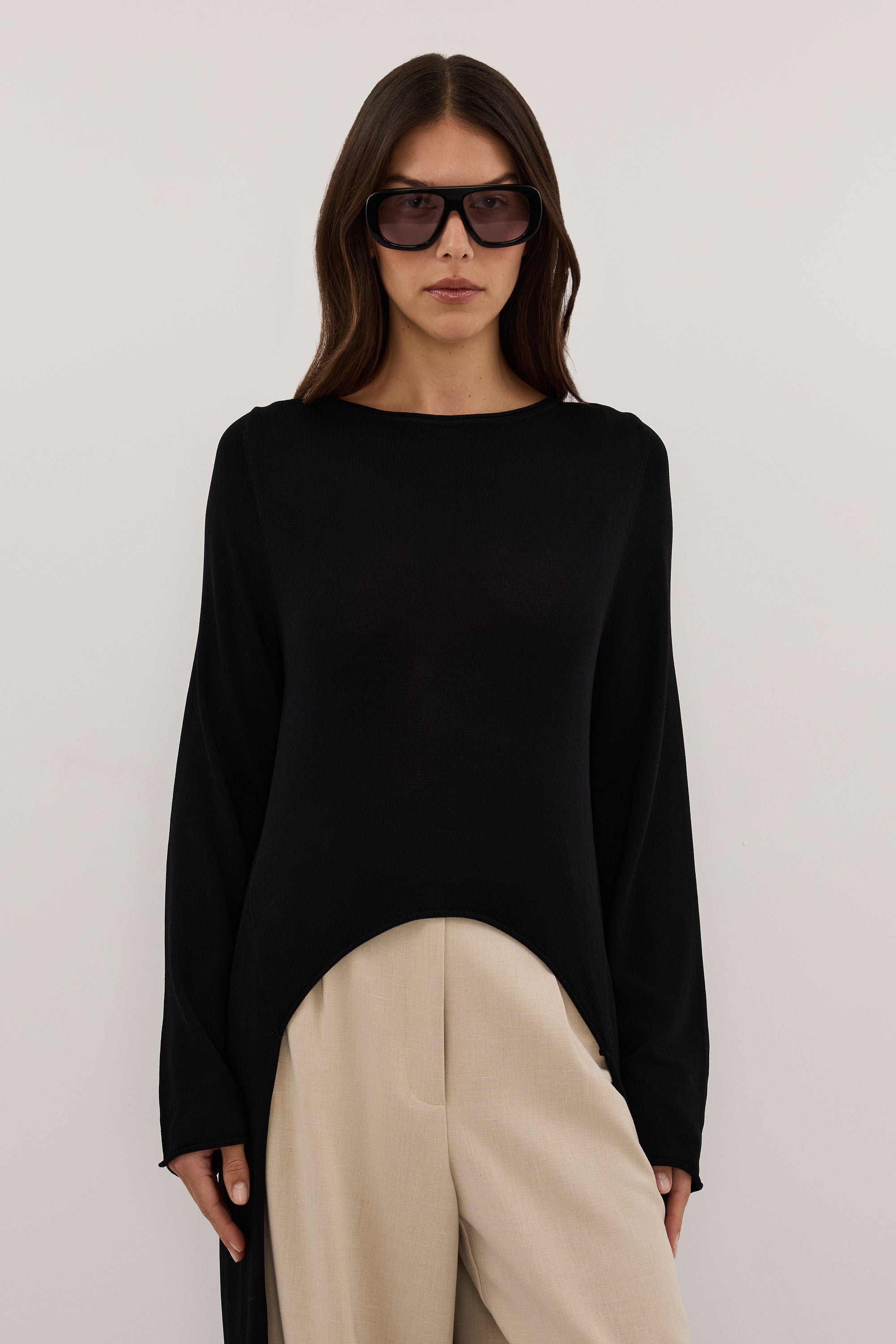 DAPHNE BLACK KNIT CAPE TOP