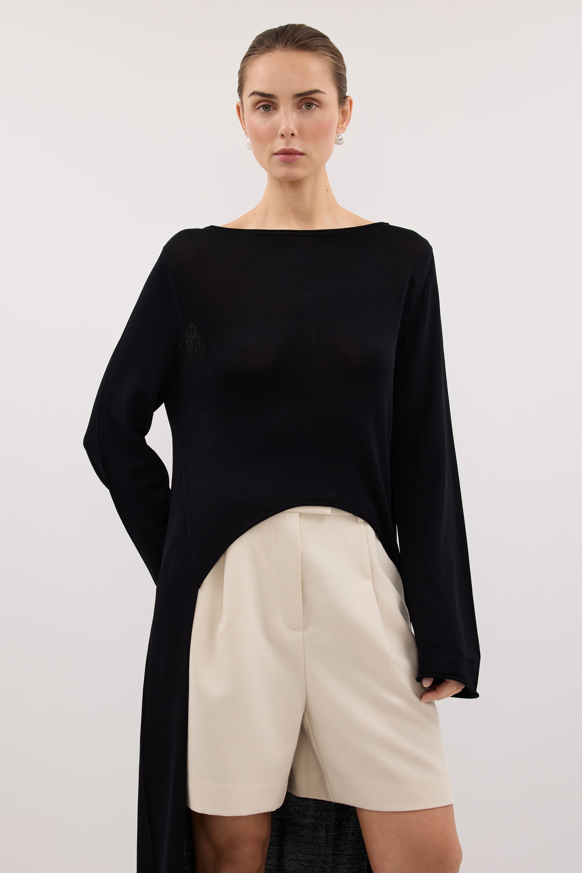 DAPHNE BLACK KNIT CAPE TOP