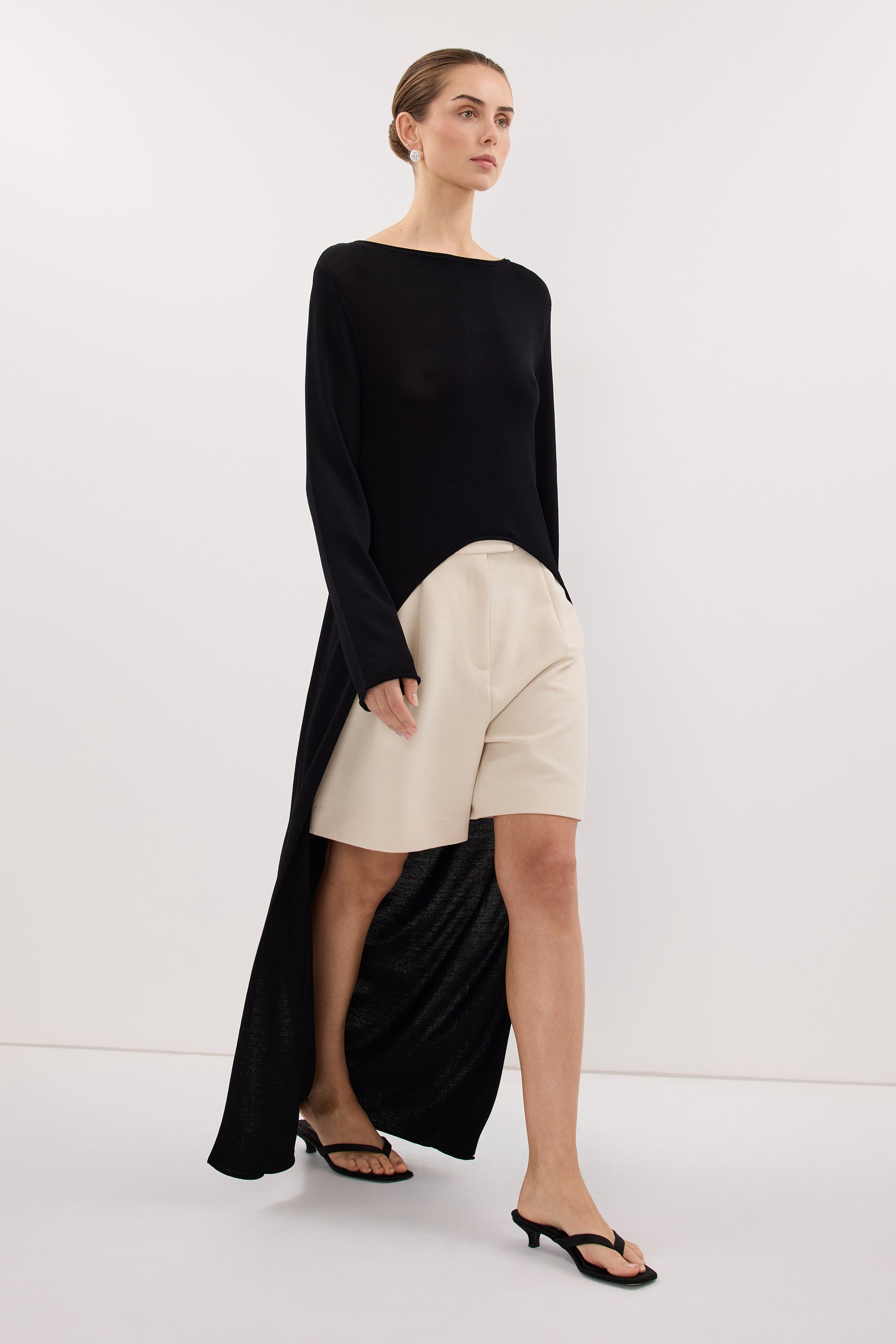 DAPHNE BLACK KNIT CAPE TOP