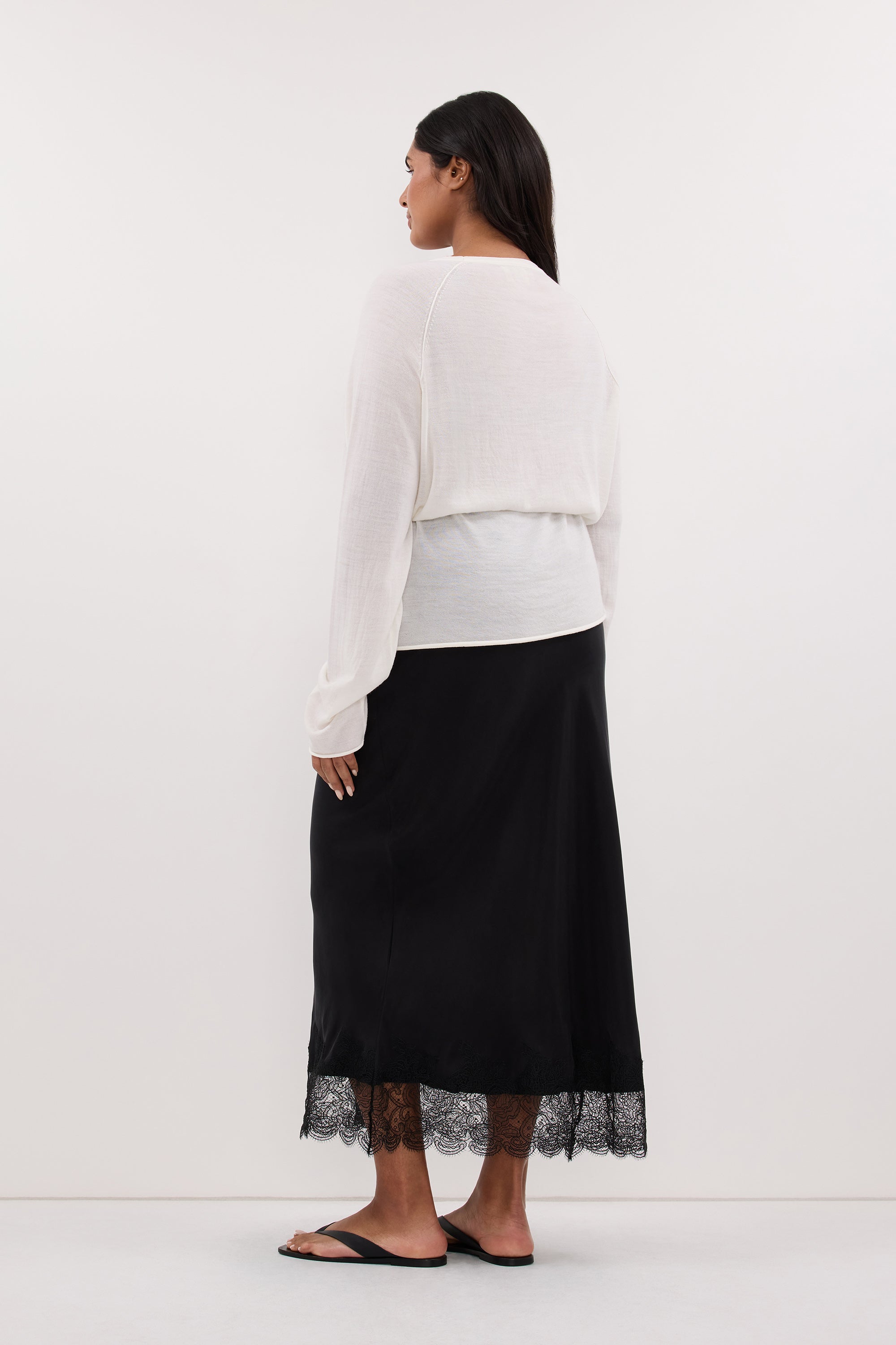 DUKE OFF WHITE TIE MERINO KNIT TOP
