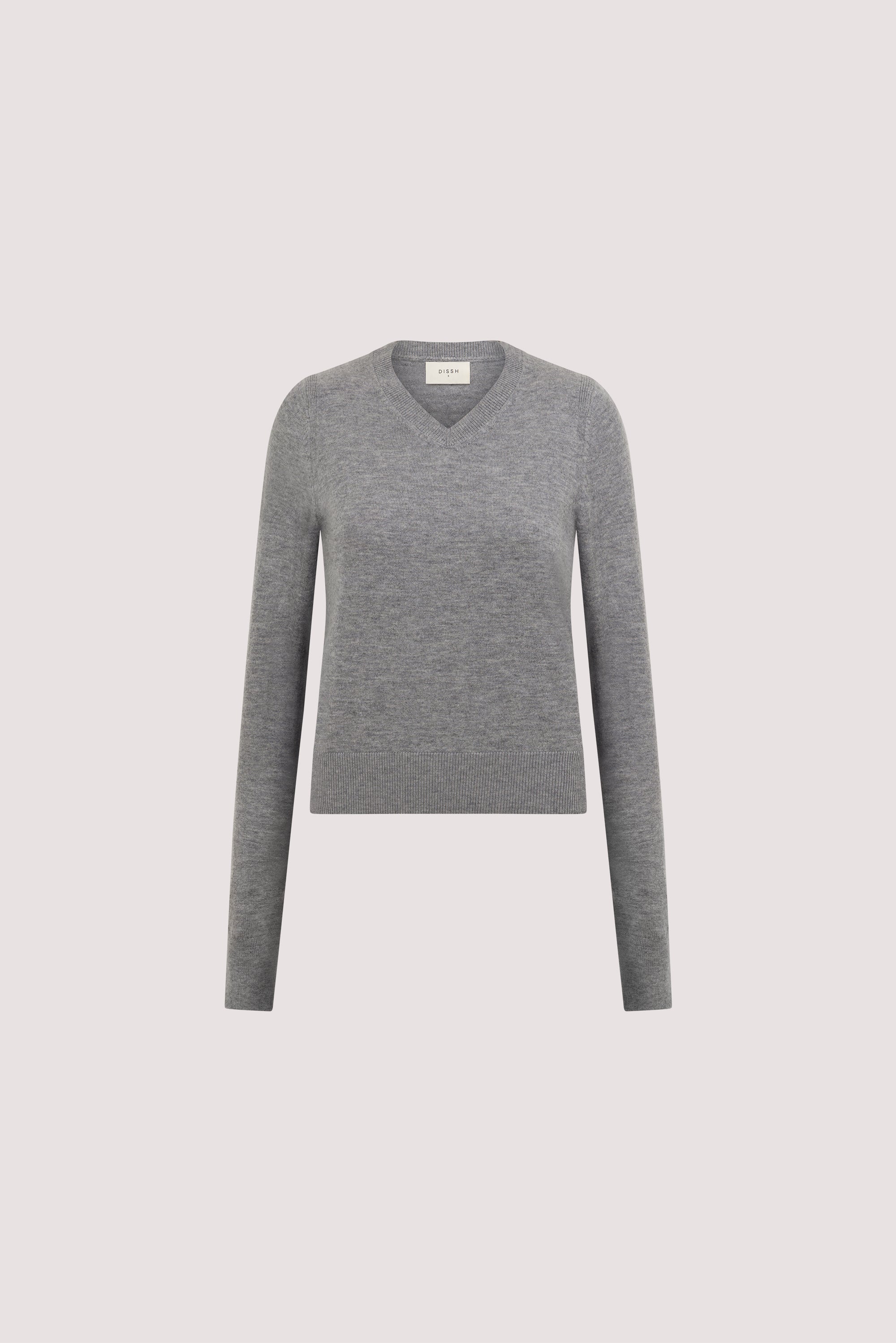 LIVIA GREY MARLE KNIT V NECK JUMPER