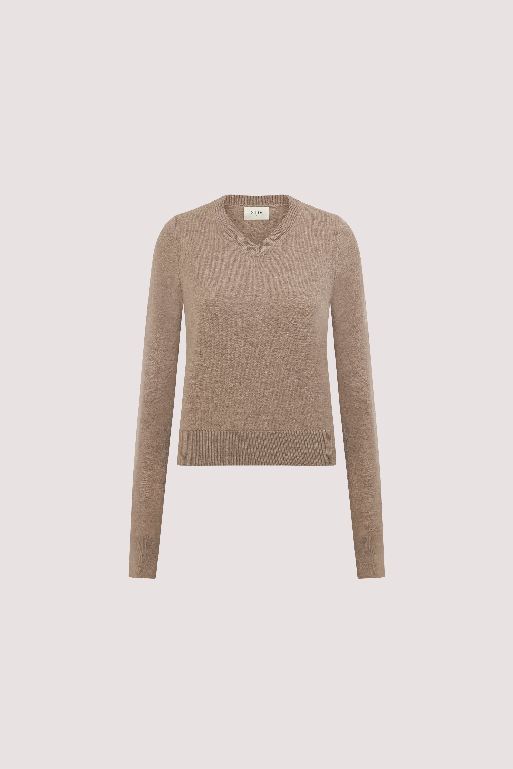 LIVIA OAT MARLE KNIT V NECK JUMPER