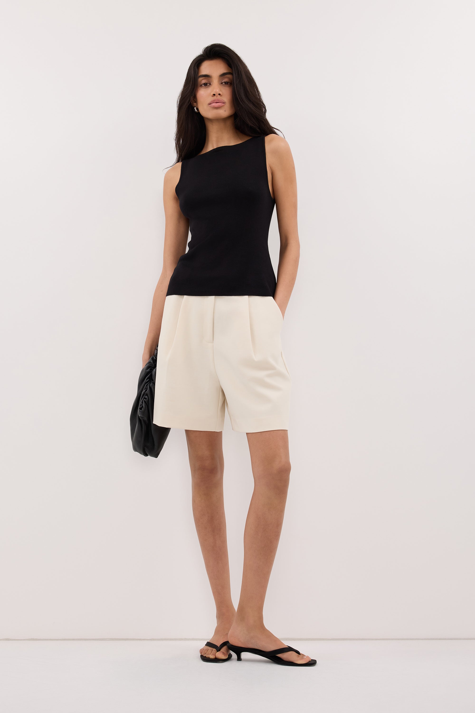 SABRE BLACK KNIT BOAT NECK TANK