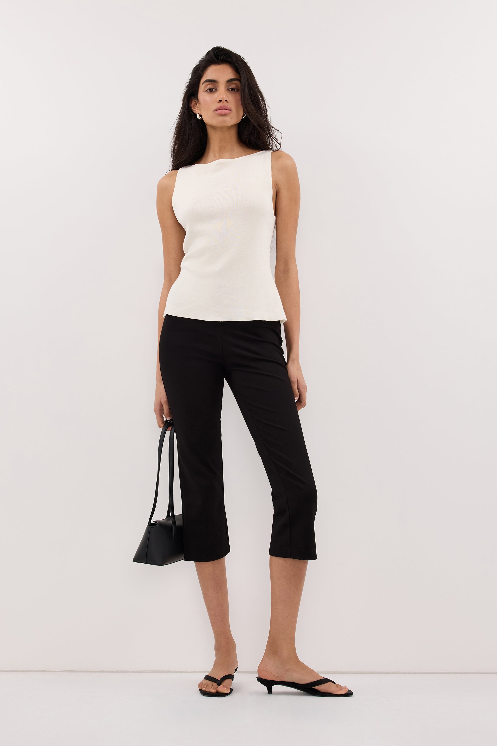 SABRE CREAM KNIT BOAT NECK TANK
