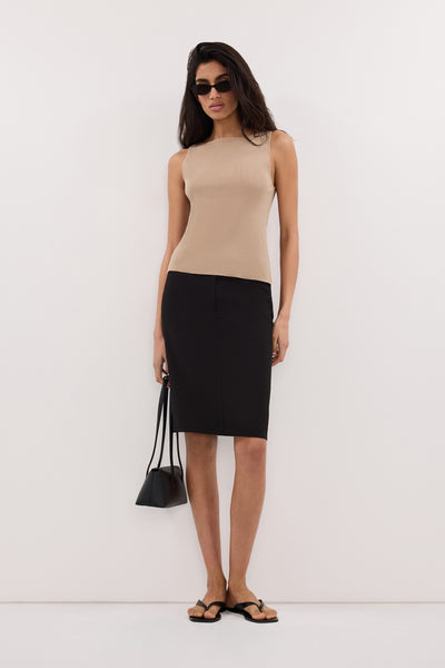 Anaya wearing SABRE OAT KNIT BOAT NECK TANK