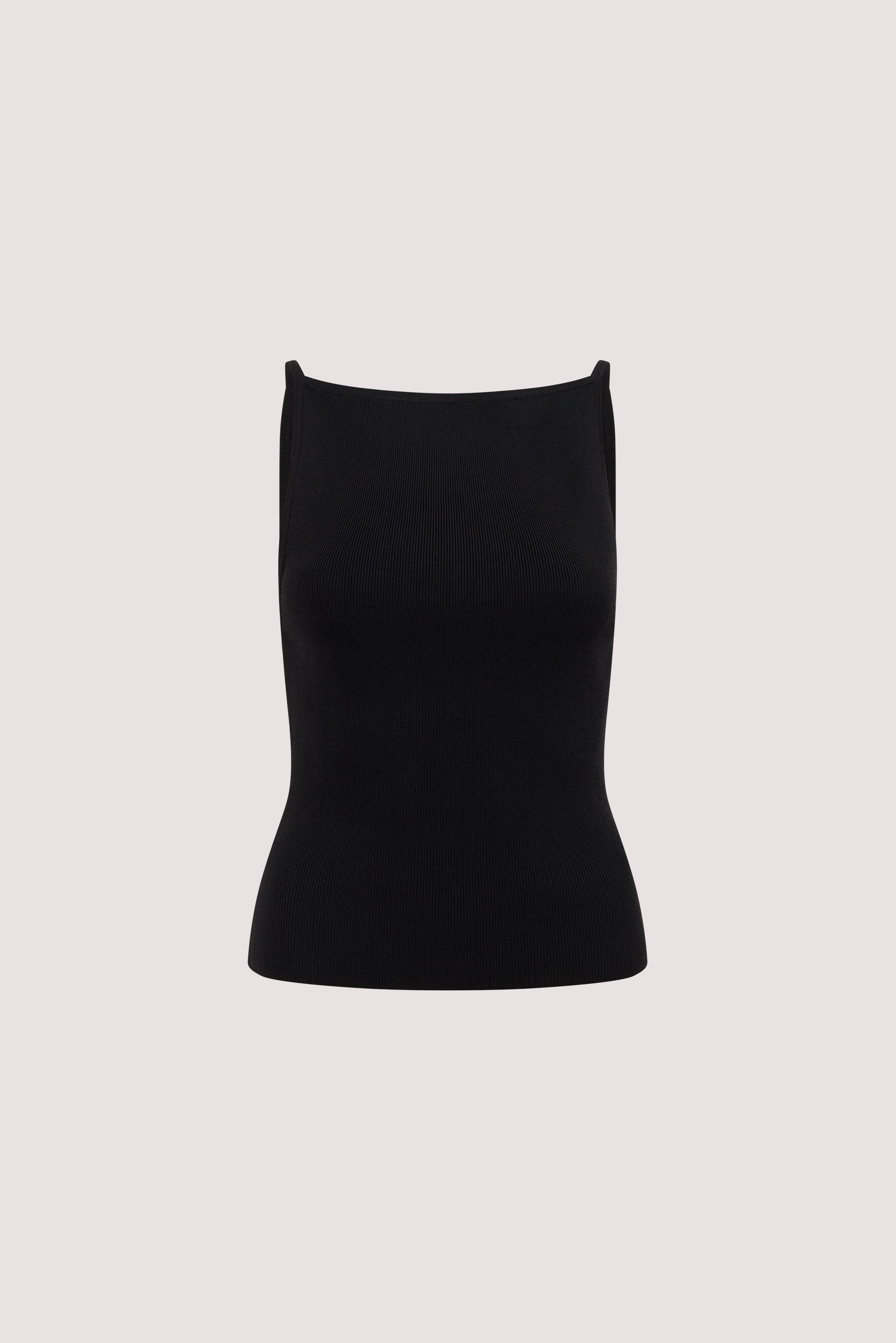 VIREYA BLACK BOAT NECK KNIT TOP