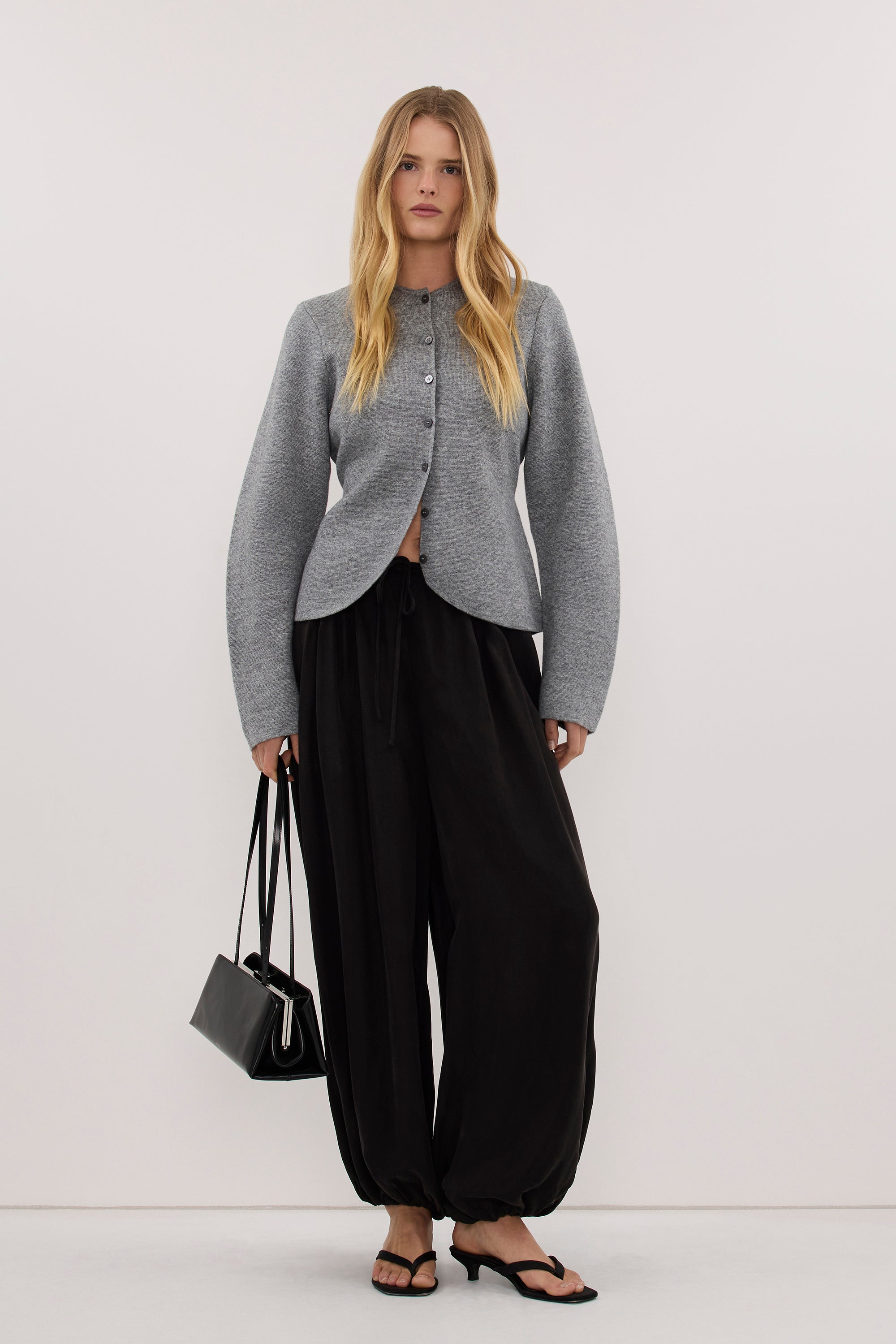 ELIZA GREY MARLE CINCHED CARDIGAN