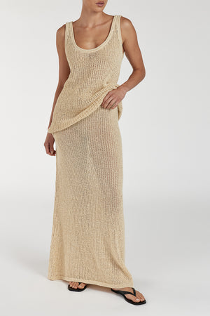 MARGOT WHEAT CROCHET MIDI SKIRT