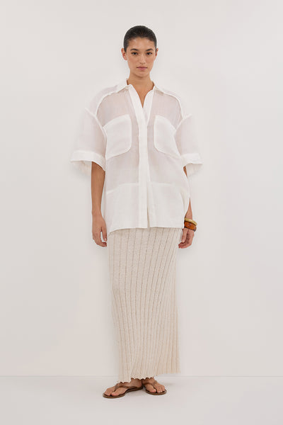 Aude wearing REM STONE KNIT MIDI SKIRT