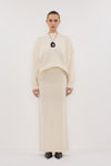 PAIGE CREAM WOOL KNIT MIDI SKIRT