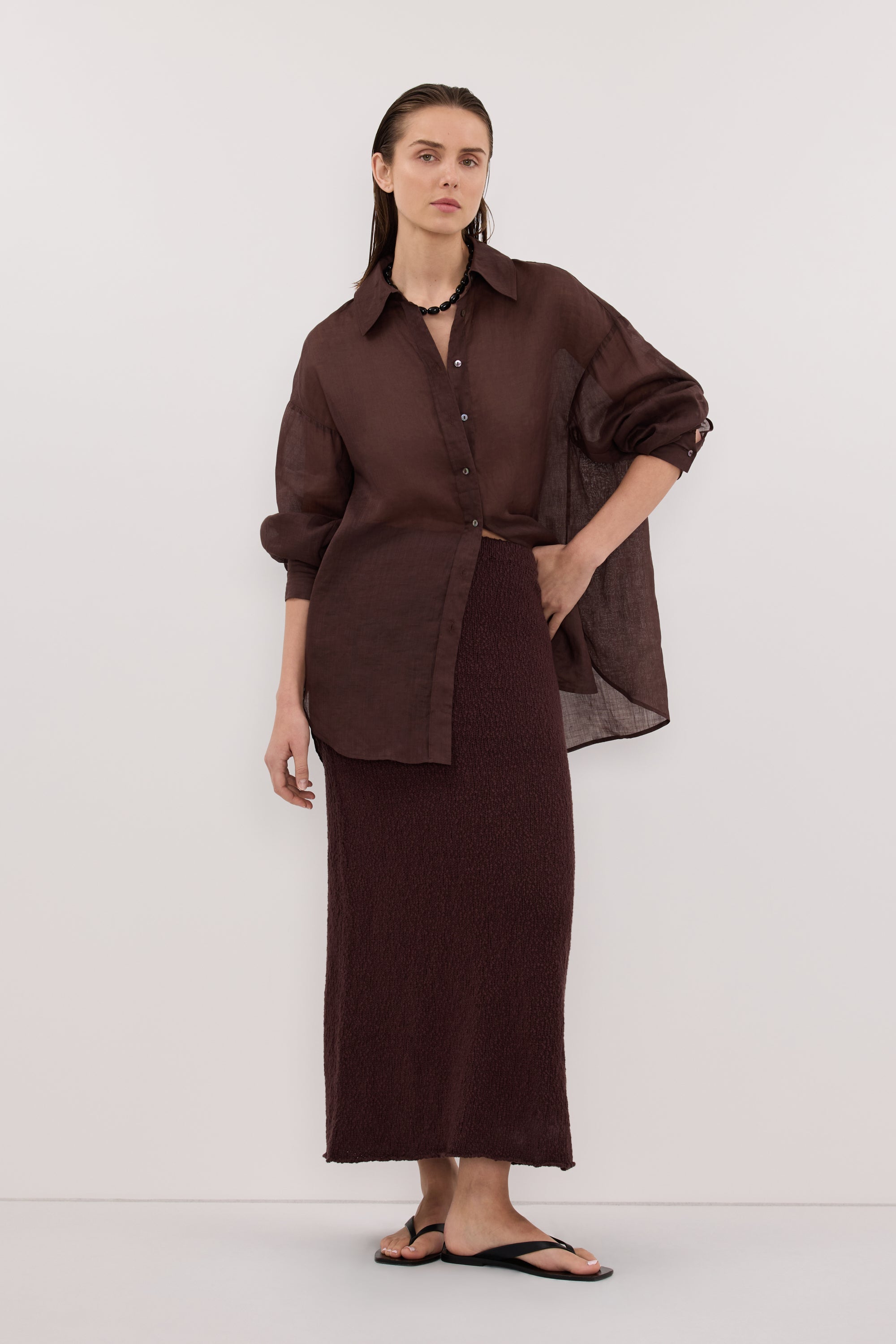 DINA CHOC KNIT MIDI SKIRT
